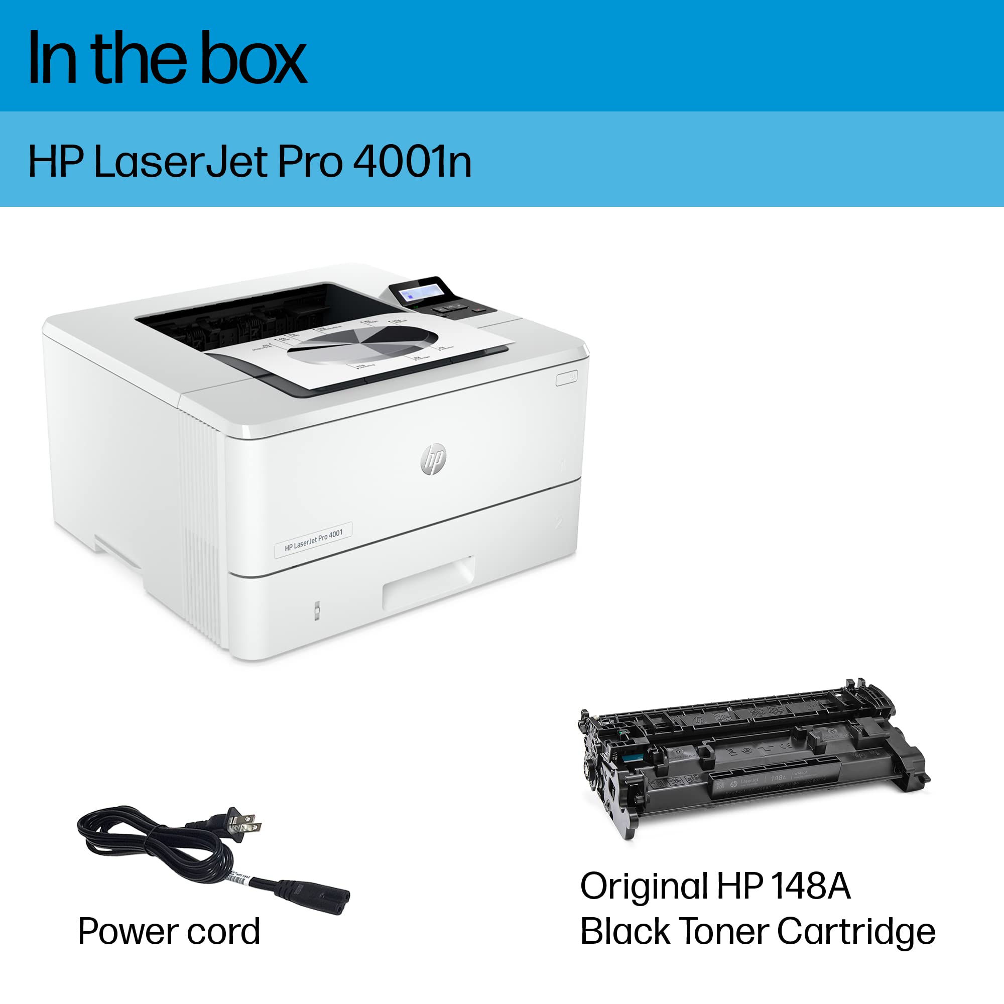 Hp Laserjet Pro 4001N Printer, Print, Fast Speeds, Easy Setup, Mobile Printing, Advanced Security, Best For Small Teams, Etherne