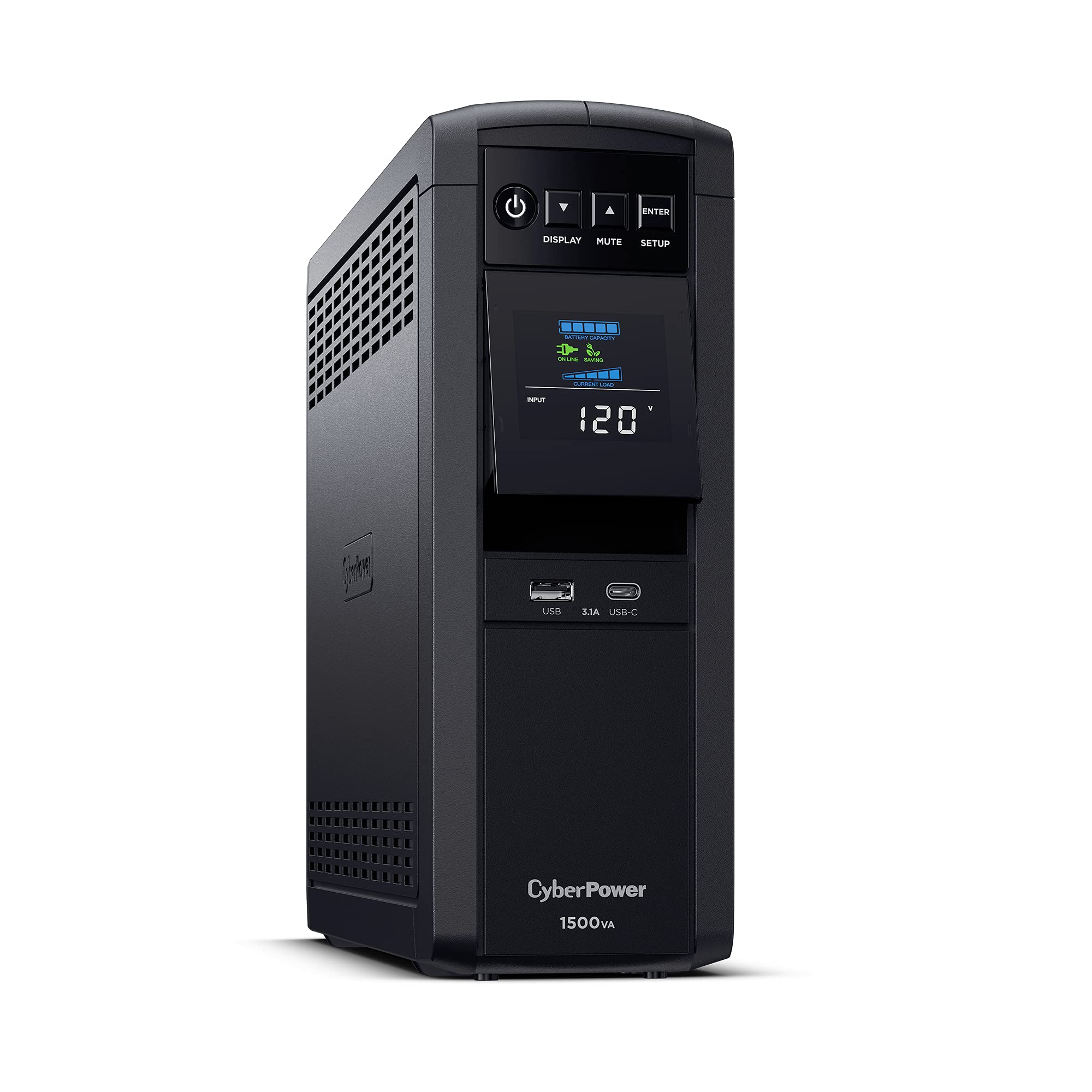 Cyberpower Cp1500Pfclcdtaa Pfc Sinewave Ups System, 1500Va/1000W, 12 Outlets, Avr, Mini Tower, Taa Certified, Black