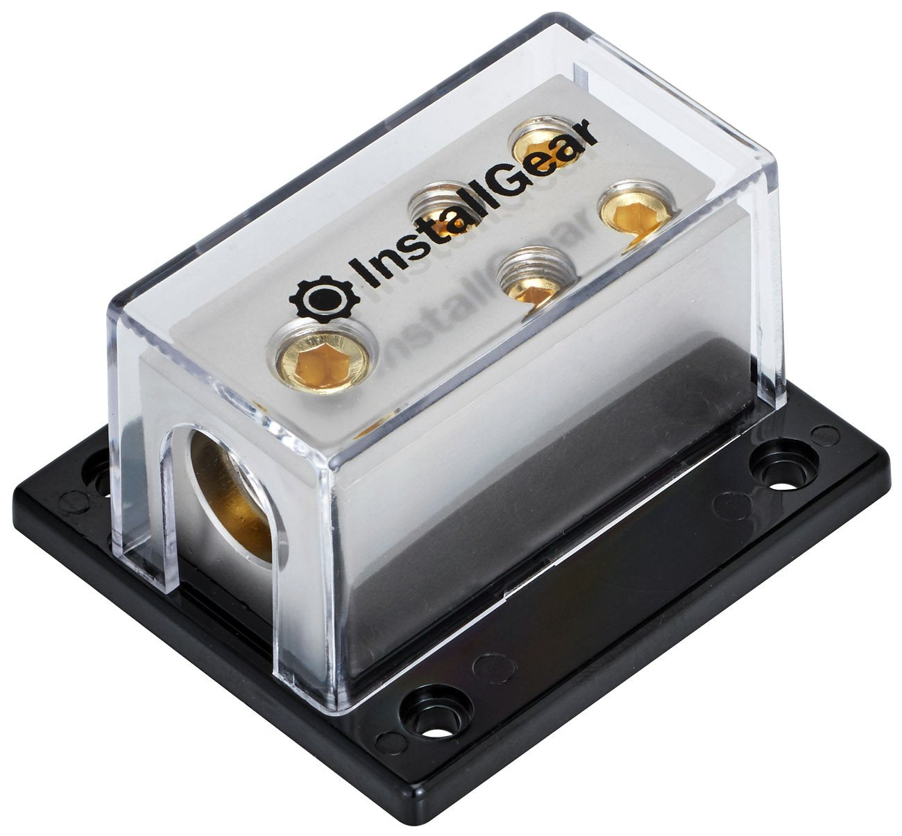 InstallGear 0/2/4 AWG Gauge Power Distribution Block 1/0 Gauge in to (4) 4/8 Gauge Out  Fuse Block for Auto, RV, Motorcycle, an