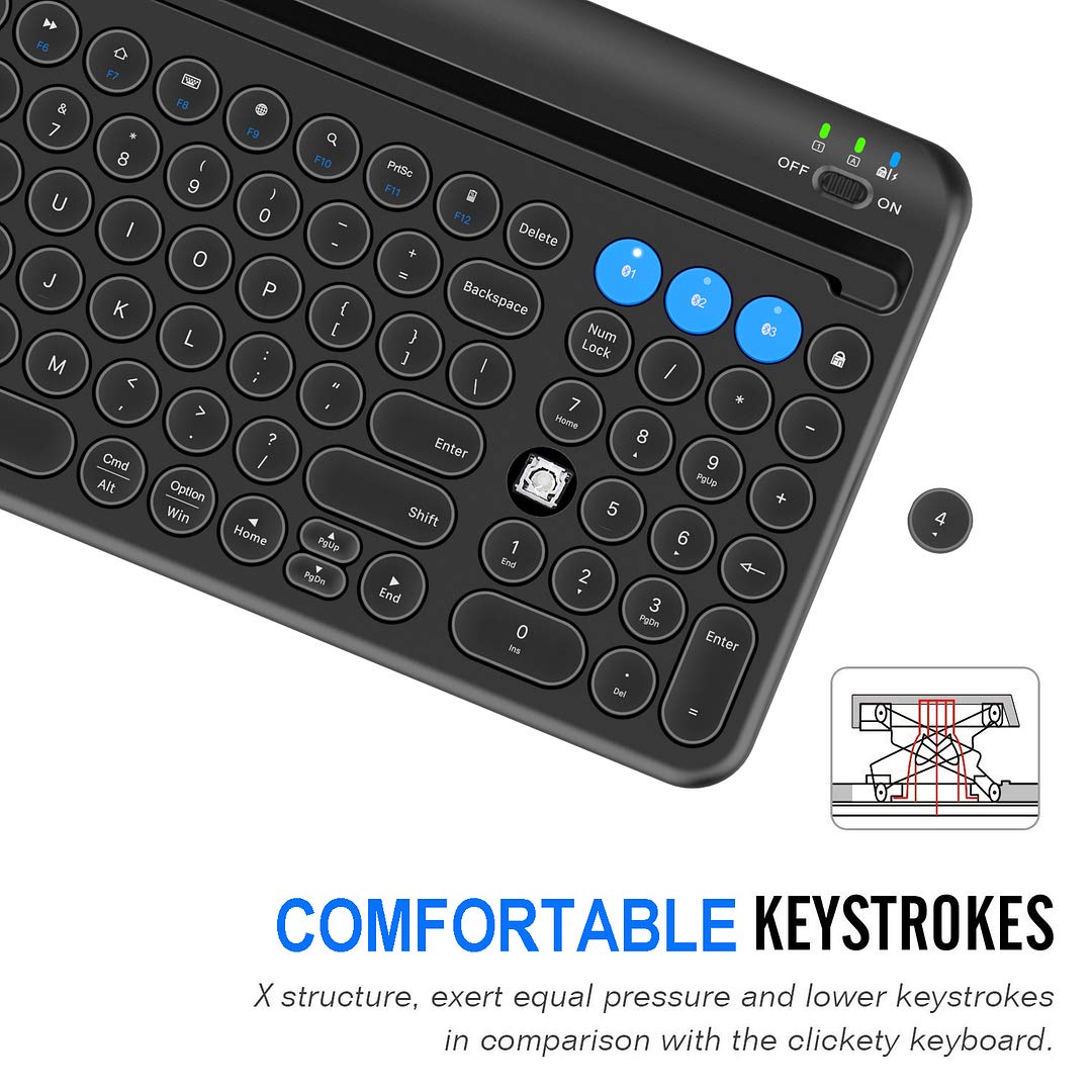 Arteck Wireless Bluetooth Keyboard For Windows, Ios, Android, Computer, Laptop, Smartphone   Multi Functional With Built In Crad