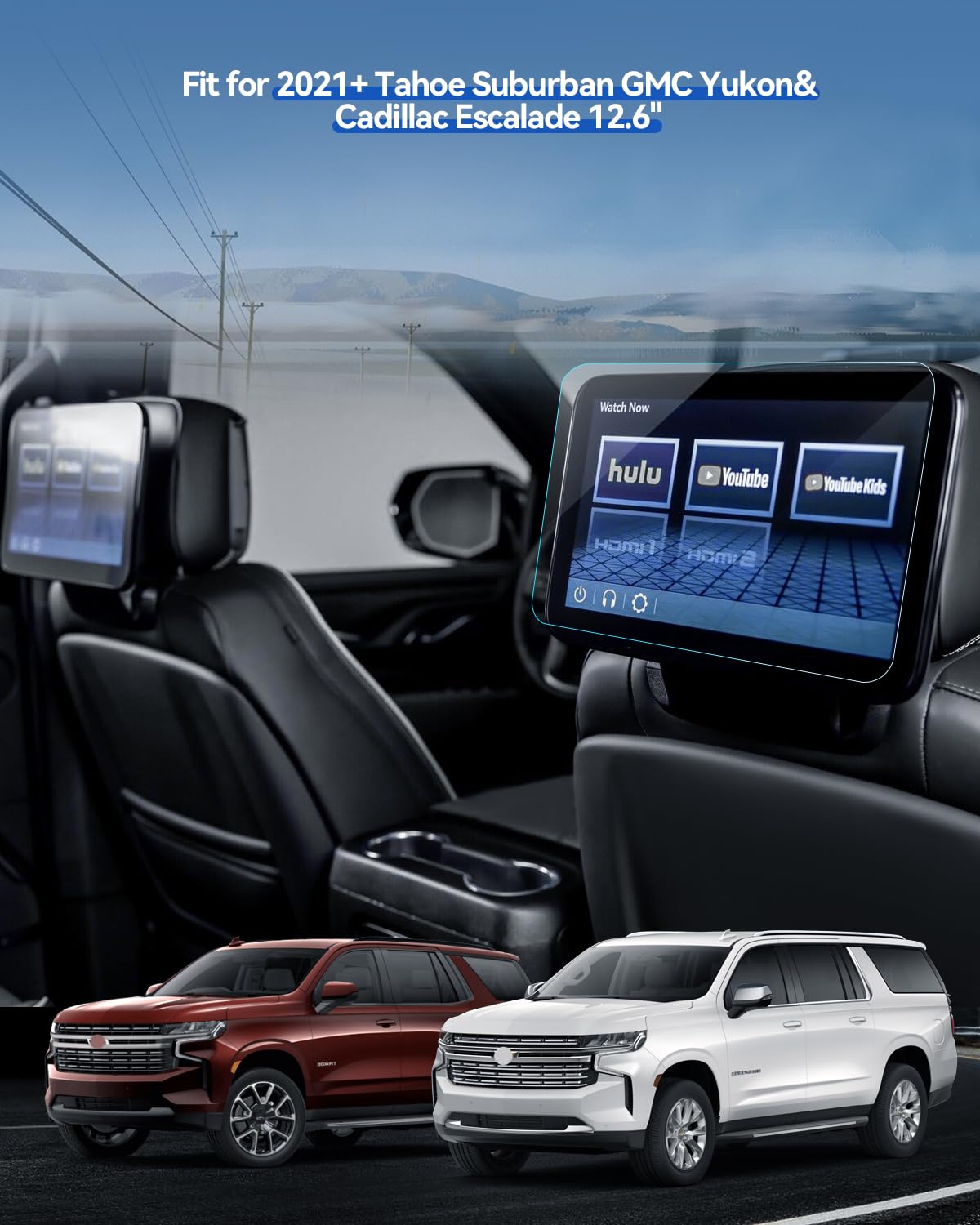 Lantu 2Pcs Matte Screen Protector For 2021 2023 Chevy Tahoe Suburban&Gmc Yukon Denali 2021 2024 Cadillac Escalade Accessories 12