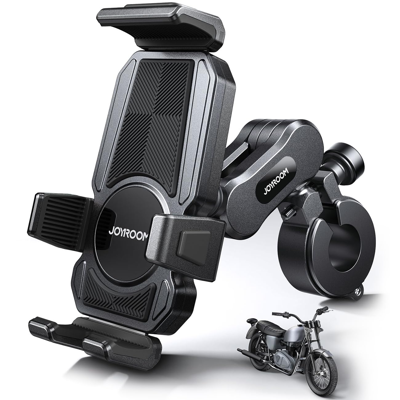 Joyroom Aluminum Alloy Motorcycle Phone Mount With Vibration Dampener, Motorcycle Phone Holder For Motorcycle Harley Bike Bicycl