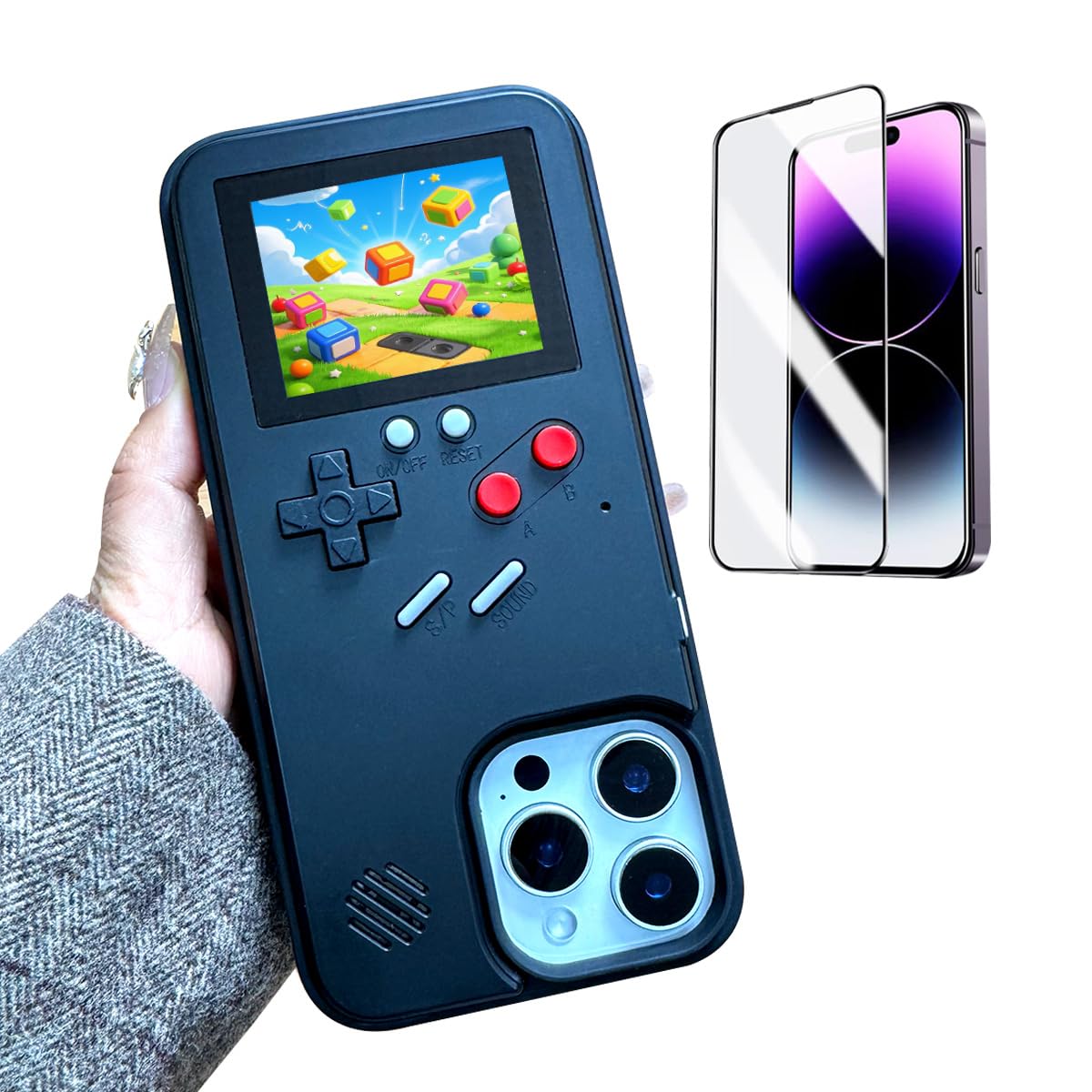 ERAKOLE for iPhone 16 Pro Case Gamer Design Retro Video Game Playable Phone Cover, Classic Creative Birthday Gifts, Shockproof F