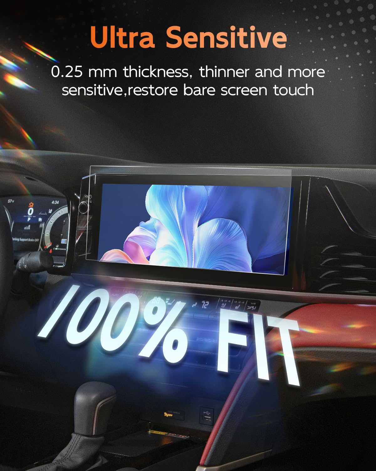 Cdefg (2Pcs) 2025 Camry Anti Reflection Screen Protector For 2025 Toyota Camry (Xle, Xse) 12.3'' Touchscreen Cover For Camry 2025+ Accessories,12.3'' Ultra Clear Anti Glare Ar Film 2Pcs