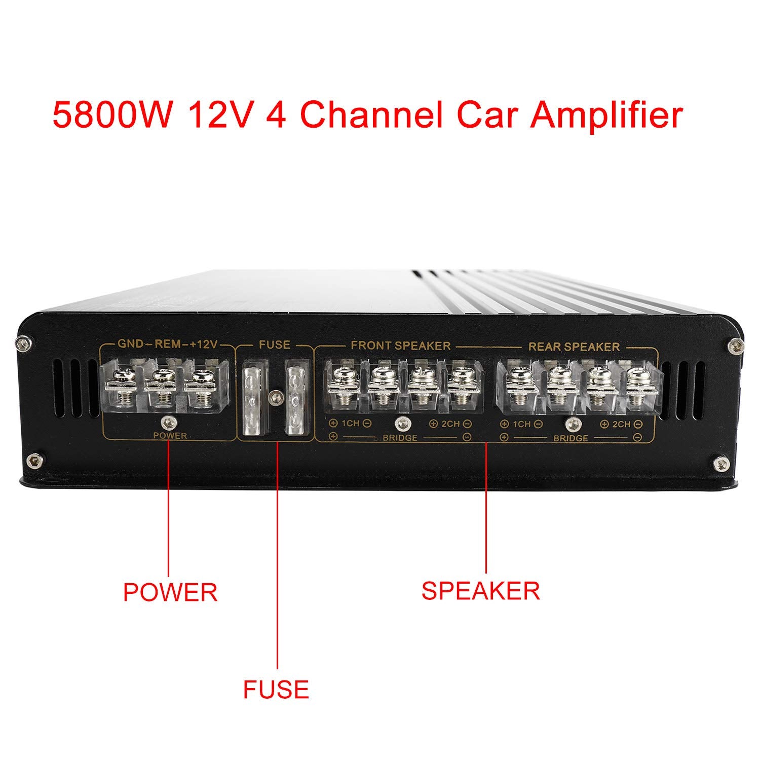 Yaeccc 5800W 12V 4 Channel Car Amplifier Stereo Audio Super Bass Power Subwoofer Amp