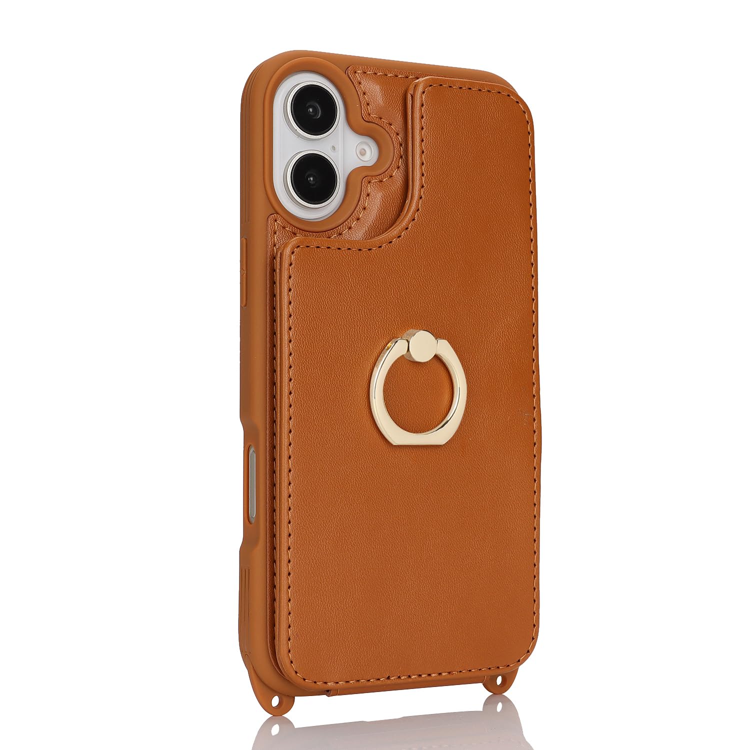 Lipvina For Iphone 16 Case With Card Holder And Strap For Women,Crossbody Lanyard,Ring Stand,Snap Clasp,Cute Phone Wallet Cases