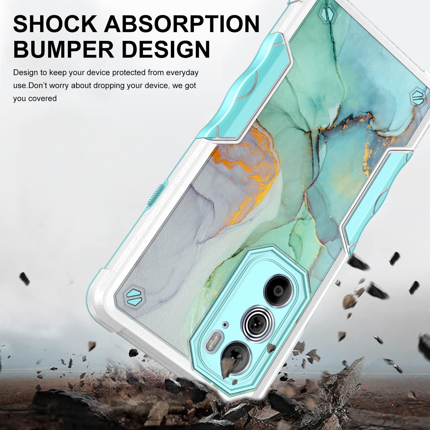 Rosebono For Motorola Edge 2022 Case, Motorola Edge 5G Uw 2022 Case, Hybrid Dual Layer Graphic Design Pattern Heavy Duty Protect