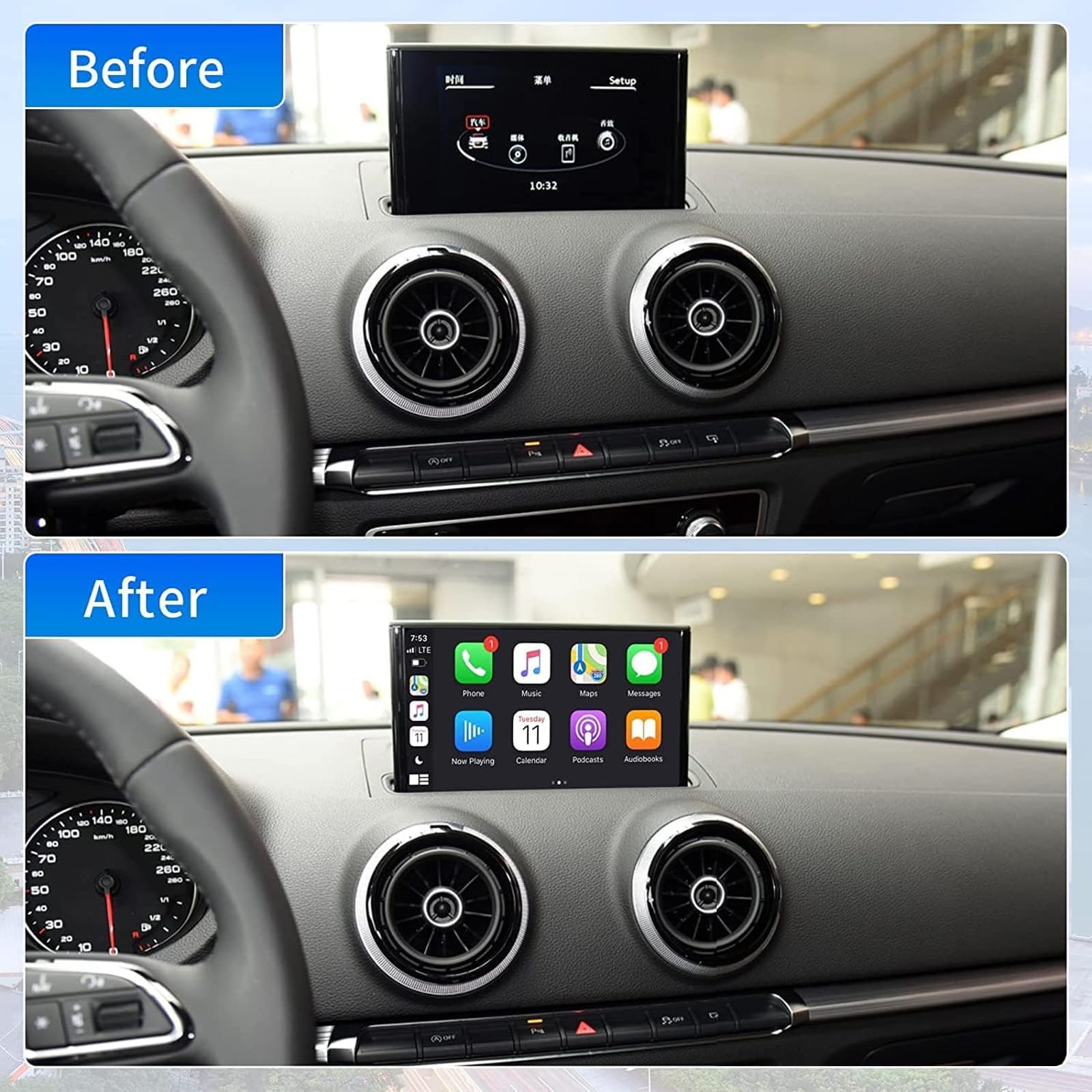 Ninetom Wireless Carplay Android Auto Retrofit Kit Compatible With 2013-2018 Audi A3/S3, Carplay Module Receiver Box Support Nav