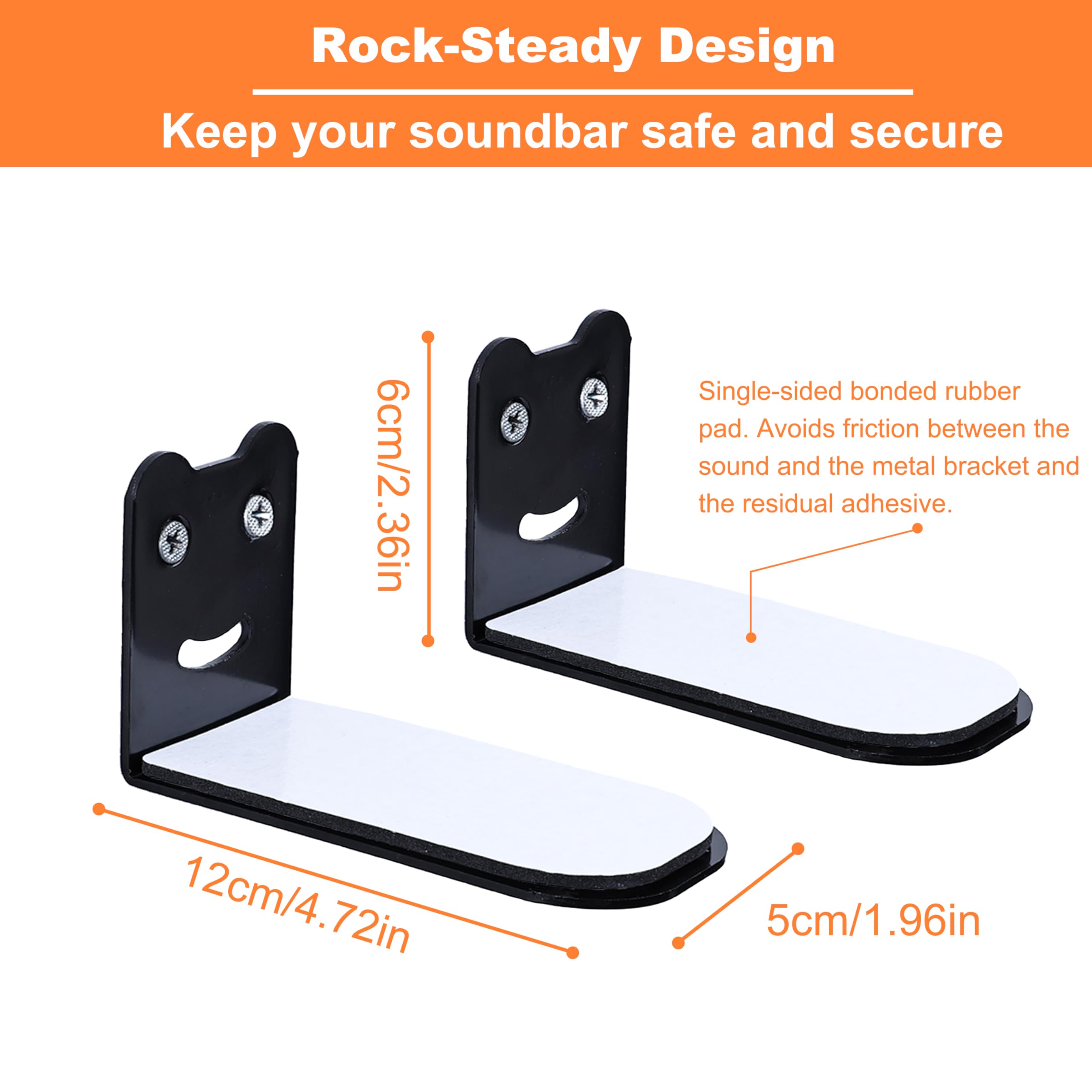 Suixing Sound Bar Mounts Universal Soundbar Wall Mount Bracket Kit For Most Of Soundbars Wall Mount Shelf Mounting Brackets(4.72