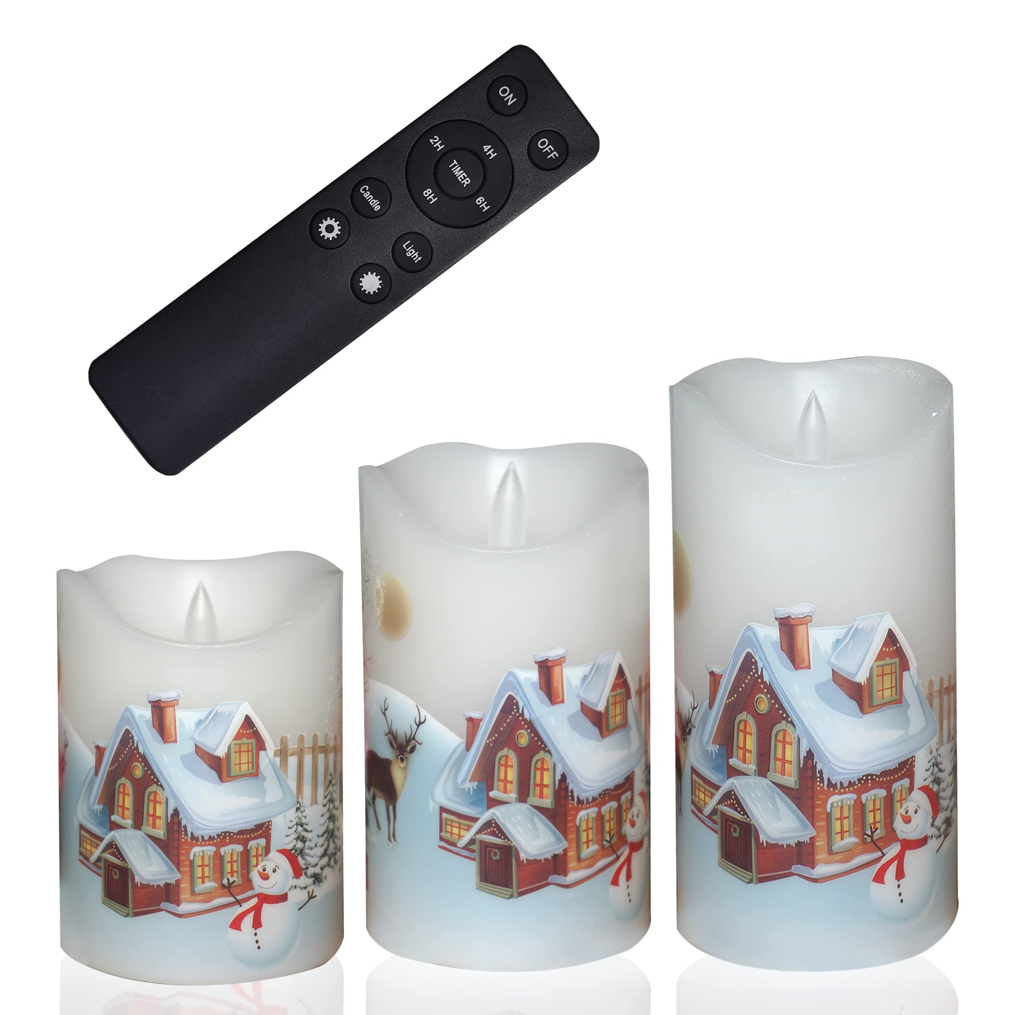 Candle Choice Christmas Flameless Candles With Remote Timer Real Wax Realistic Flickering Battery Operated Electric Led Pillars