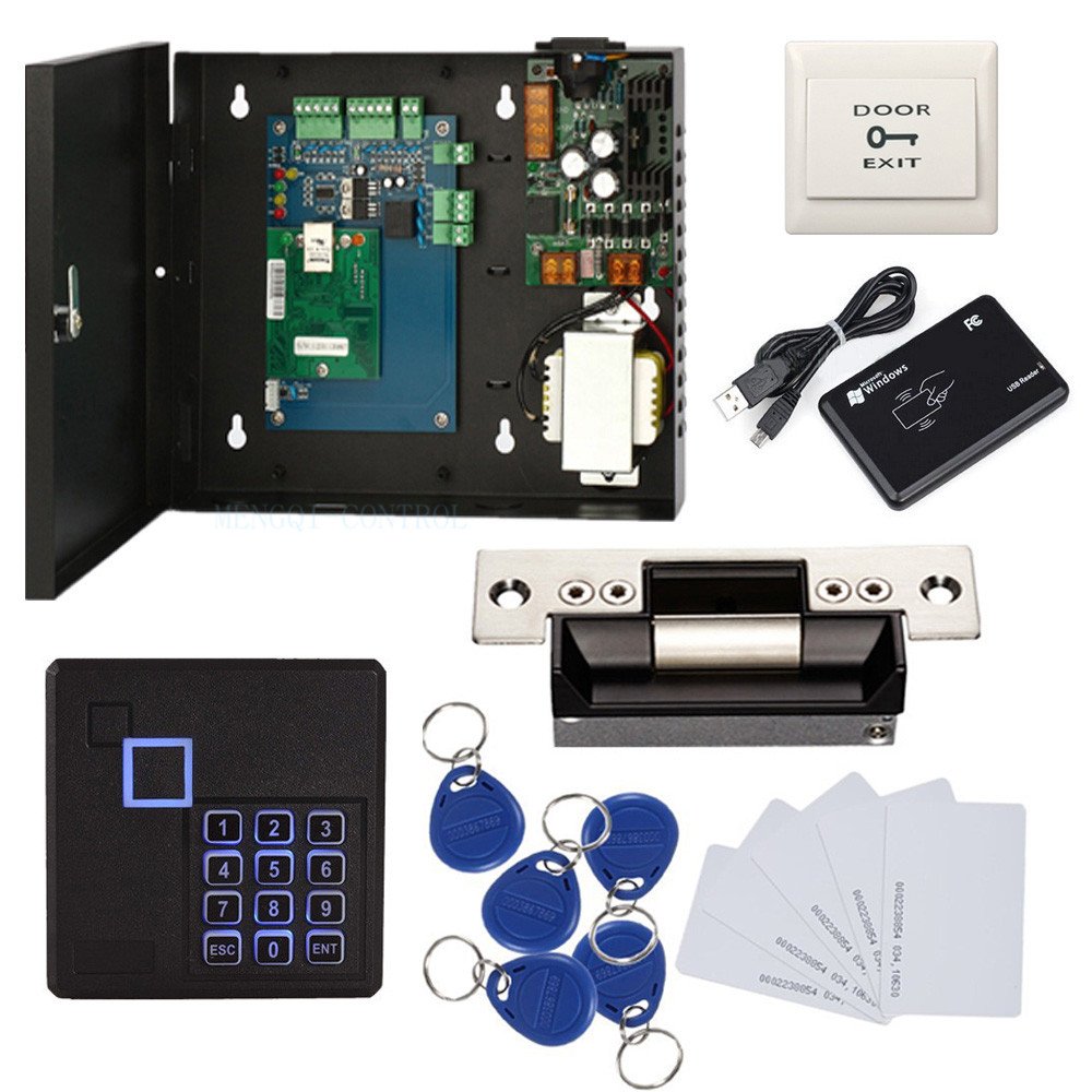 Mengqi Control Keypad Reader North American Heavy Duty Strike Lock Access Control System For Gym Center Sports Club Fitness Cente Or Home/Office Entrance Security Kits Phone App Remotely Open Door