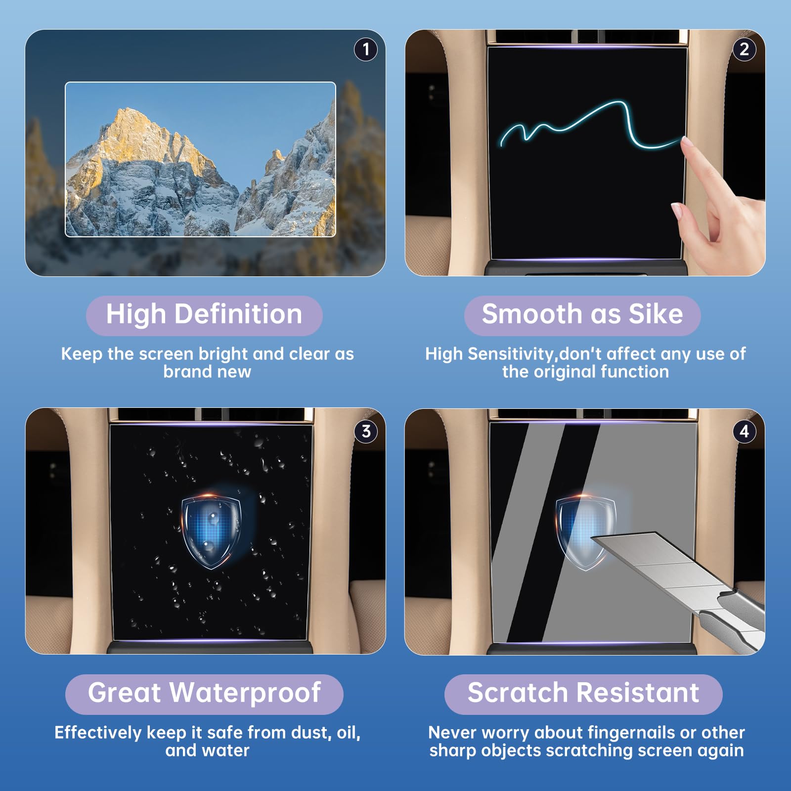 Zclinko Car Screen Protector Foils For 2020+ Porcshe Taycan Accessories Front Air Conditioner Screen Display Tpu Plastic Anti Scratch Center Control Touchscreen Protective Film 1Pcs(8.4 Inch)