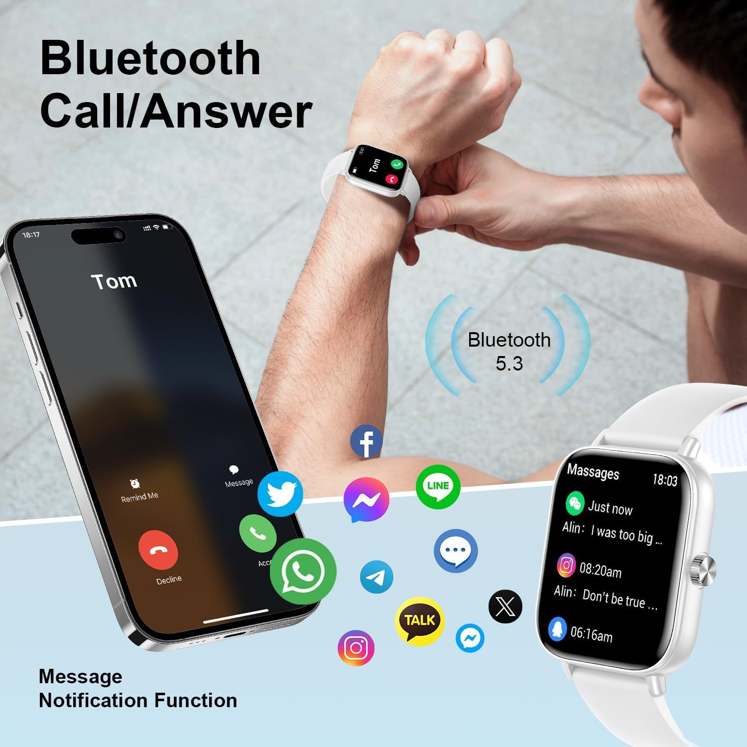 Smart Watch For Women Men, 1.83 Hd Touchscreen Smartwatch With Bluetooth Call/Make Calls, Ip68 Waterproof Fitness Tracker With