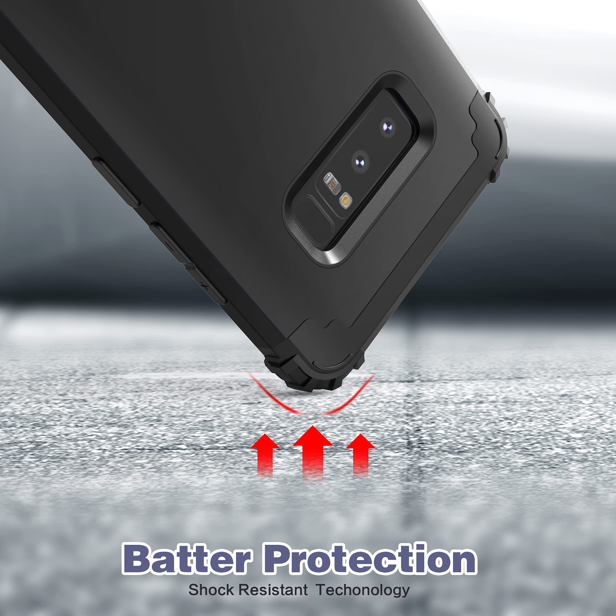 IDweel Galaxy Note 8 Shockproof Hybrid Phone Case Hard PC Soft Silicone Black 6.3-inch
