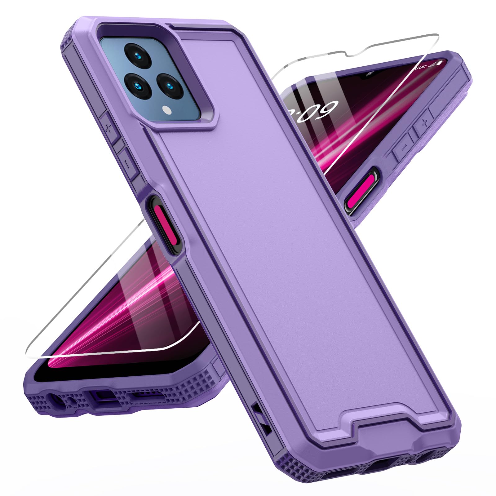 Lekevo For Revvl 6 5G / Revvl 6X 5G Phone Case, With Screen Protector & Camera Lens Cover, Heavy Duty Dual Layer Case, Military