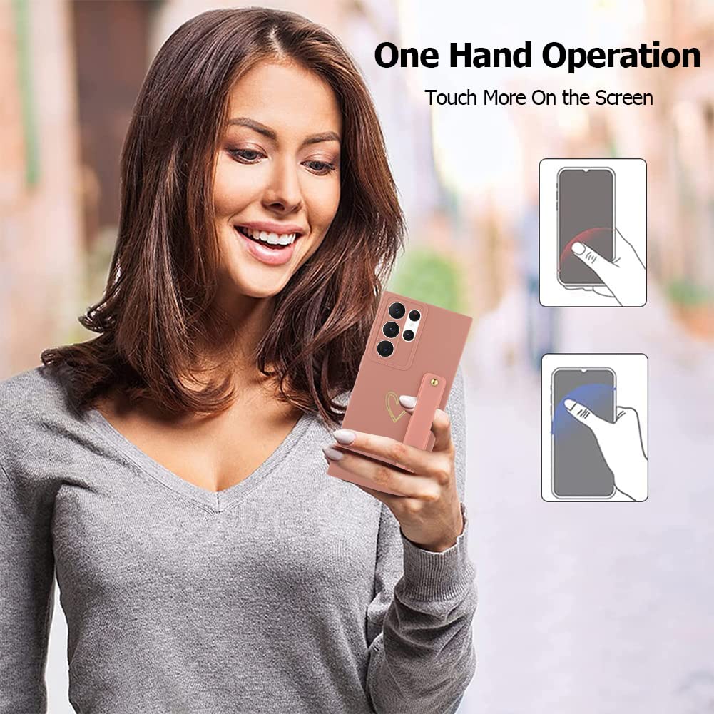 Fiyart Designed For Galaxy S22 Ultra Case With Phone Stand Holder Cute Love Hearts Pattern Slim Protective Camera Protection Cov