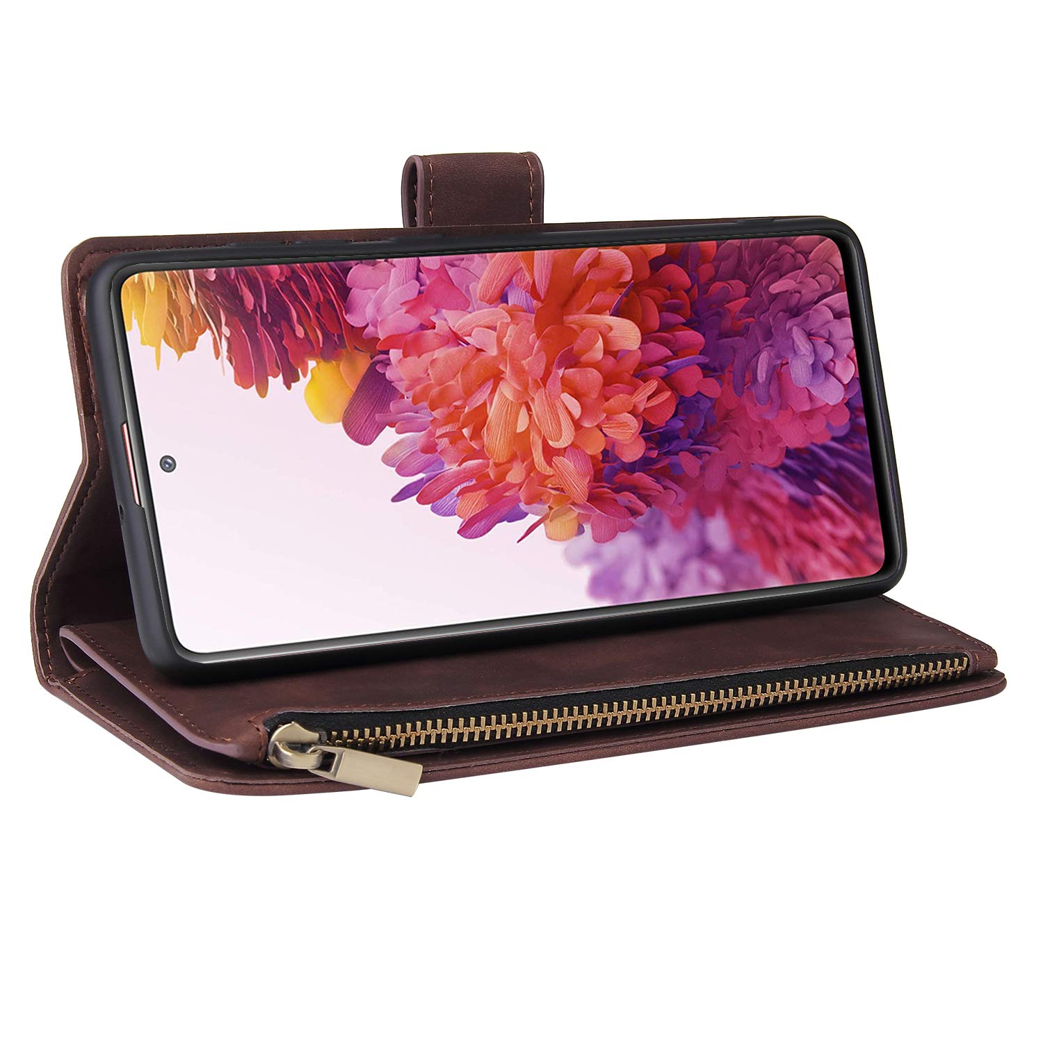 Lbyzcase Phone Case For Galaxy S20 Ultra,Samsung S20 Ultra 5G Wallet Case,Luxury Folio Flip Leather Cover[Zipper Pocket][Wrist S