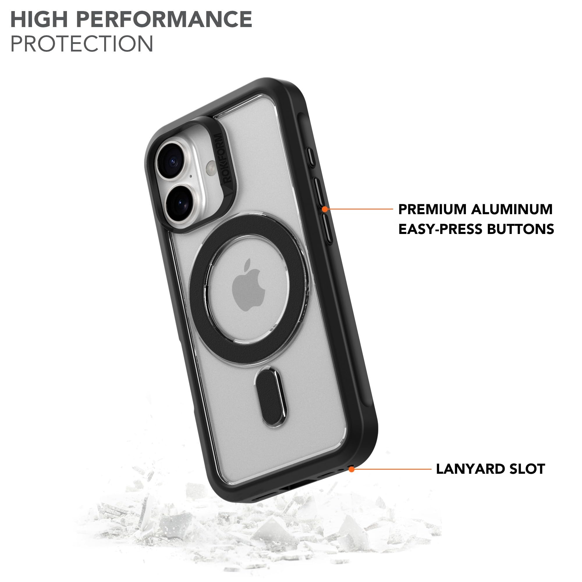 Rokform Slim Case Compatible With The Iphone 16, Drop Tested (Clear)