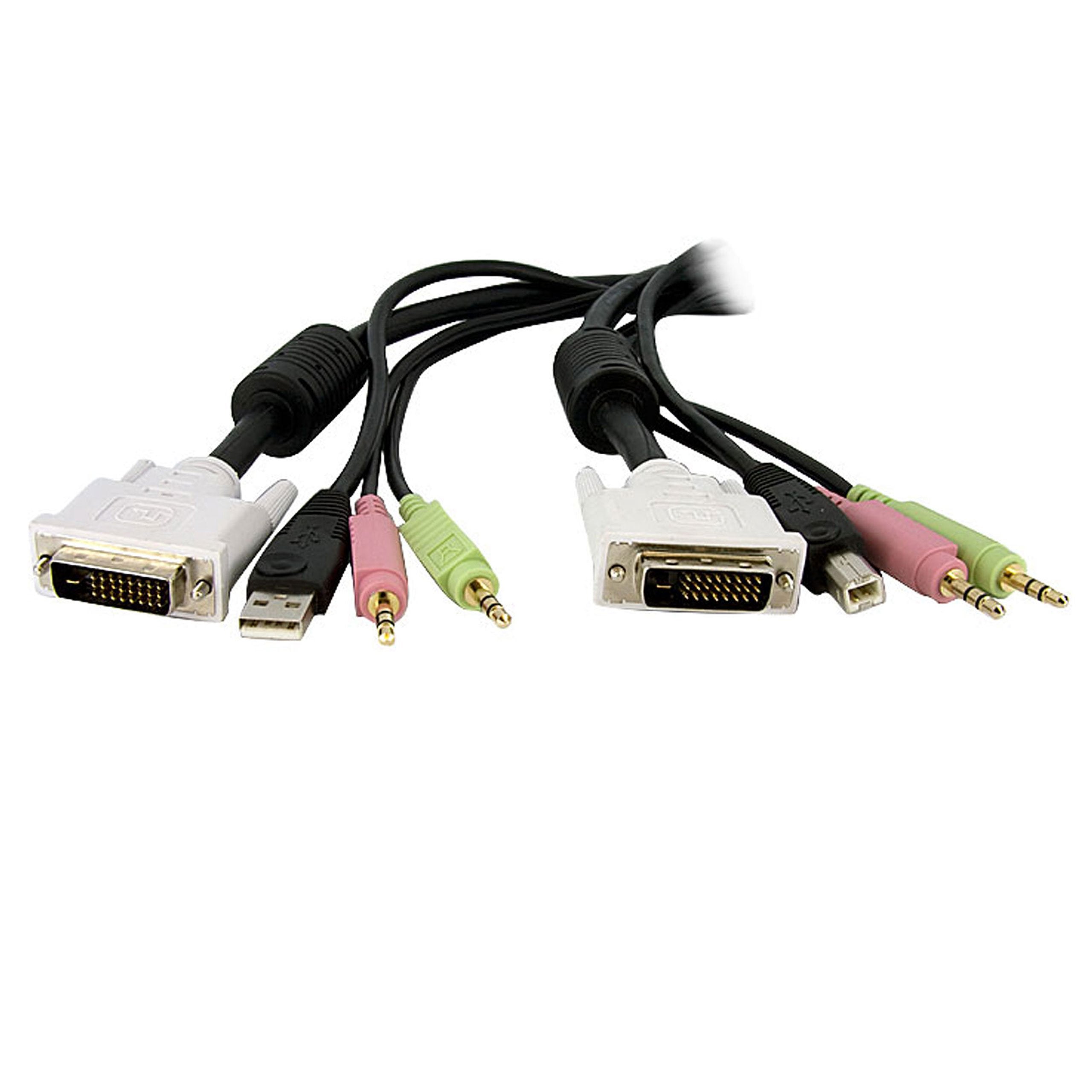 Startech.Com 10 Ft / 3M 4 In 1 Usb Dual Link Dvi D Kvm Switch Cable W/Audio & Microphone (Dvid4N1Usb10)
