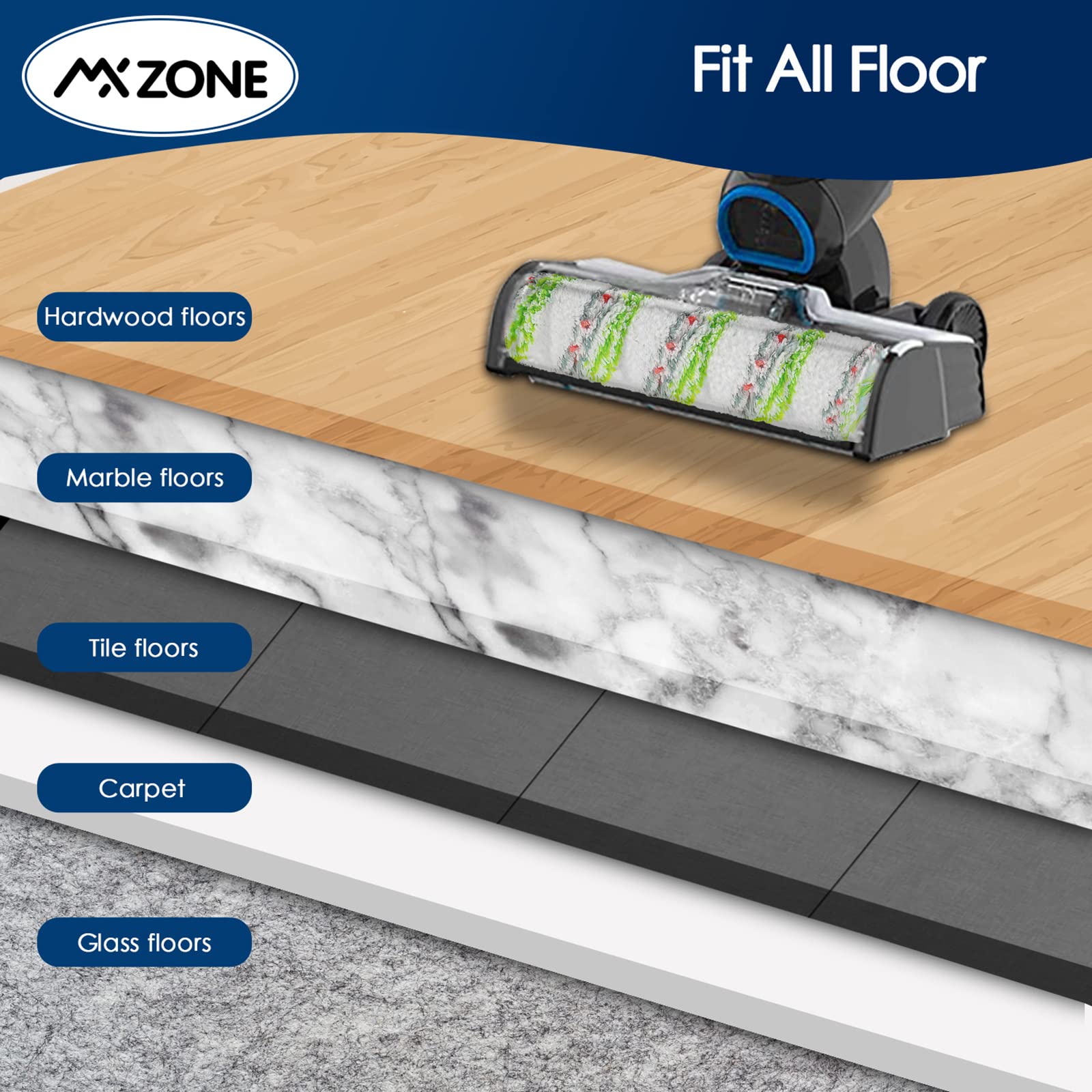 Mxzone 2787 Vaccum Brush Replacement Roll For Bissell Crosswave Cordless Max 2554 2590 2593 2596 Series, For Hydrosteam 35151 35