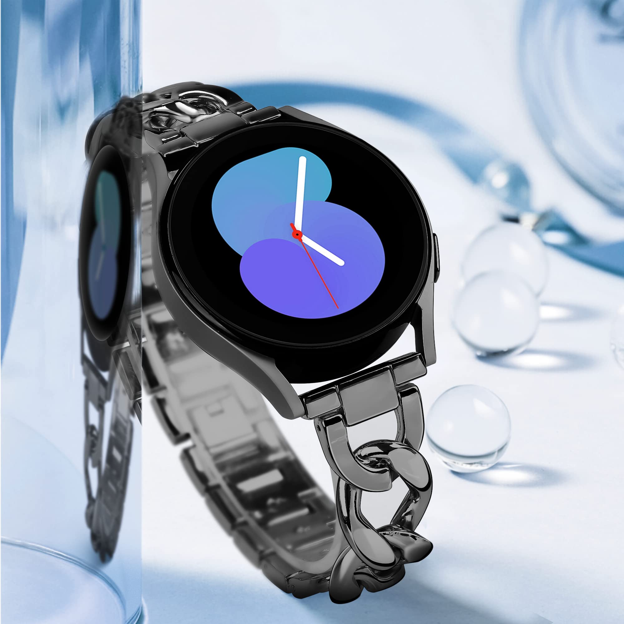 G Ficu Samsung Watch 6 5 4 Bands Cowboy Chain 20Mm Watch Band For Galaxy Watch 4 5 6 Band 40Mm 44Mm, Women Metal Band For Watch