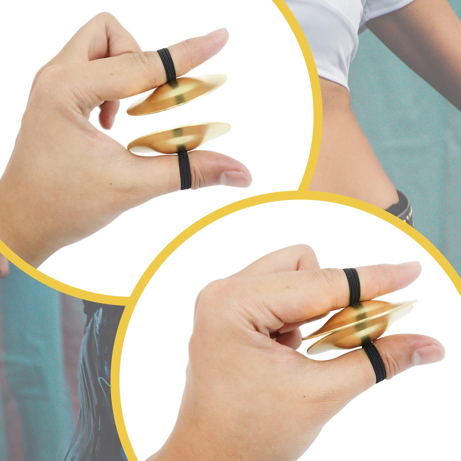 4Pcs Finger Cymbals 5.3Cm/2.1In, Finger Zills For Belly Dance, Brass Hand Cymbals, Belly Dancing Cymbals, Dance Finger Musical I