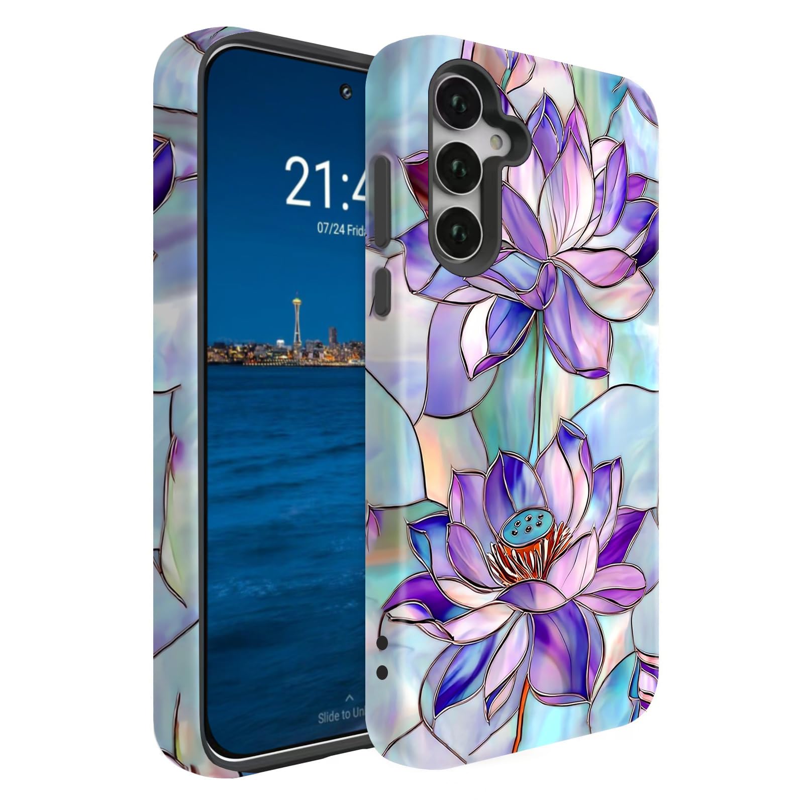 BSMOSPER Compatible for Samsung Galaxy A36 5G Case, Dual Layer Heavy Duty 2 in 1 Shockproof Protective Phone Case,Stained Glass 