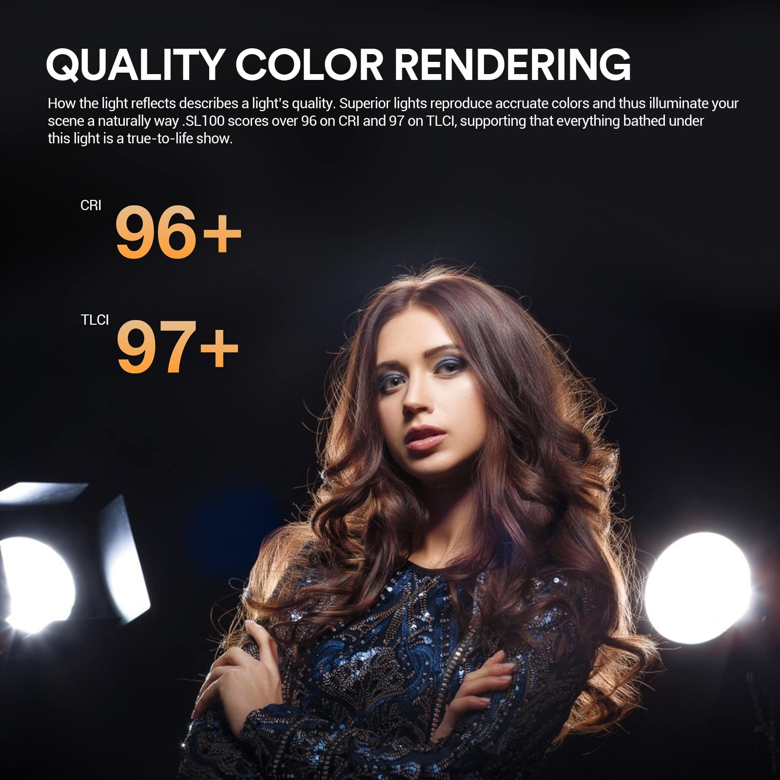 Godox Sl100D Led Video Light,100W Tlci=97 Cri=96,5600K Continuous Lighting,8 Fx Lighting Effects,32100Lux @1M Bowens Mount Cob L