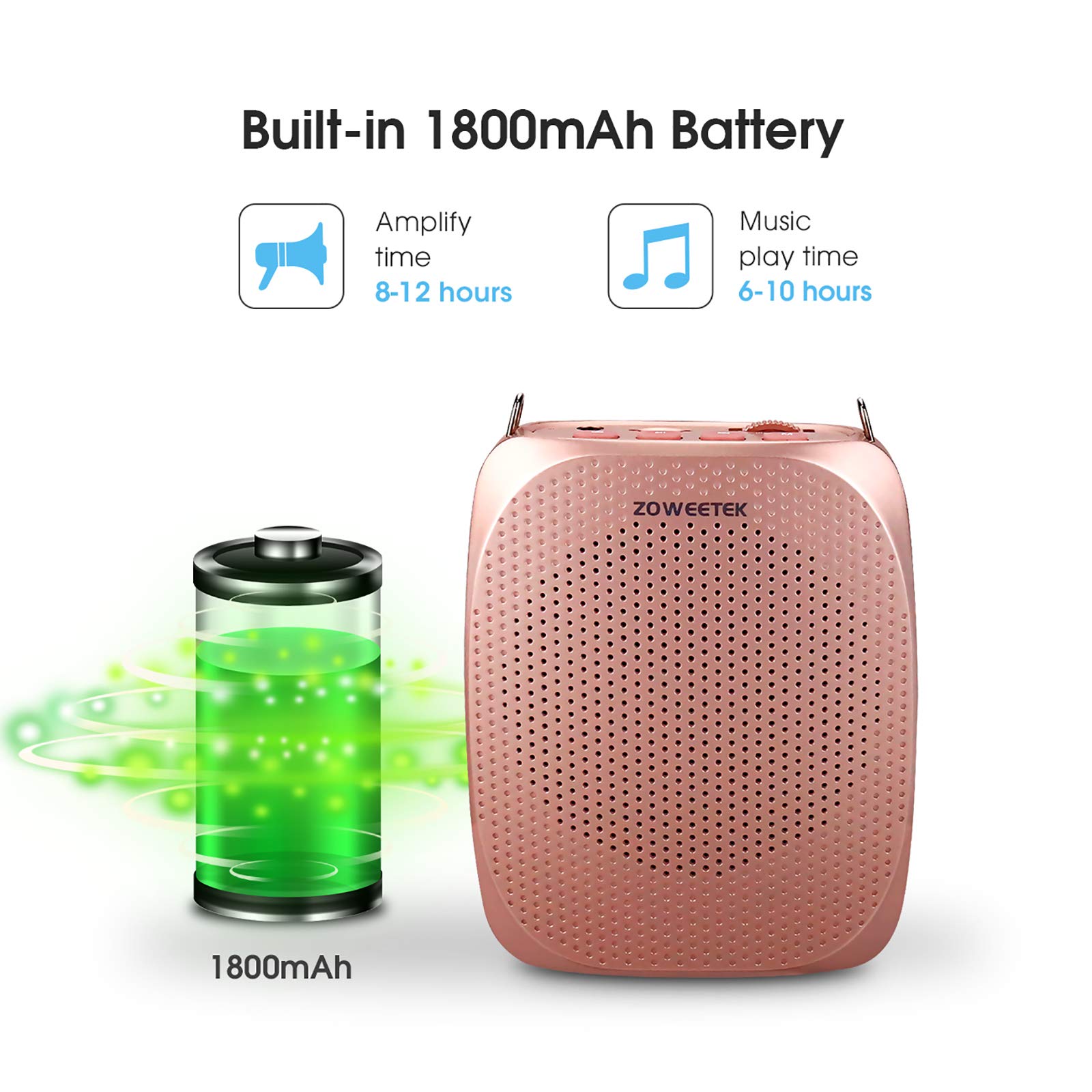 Zoweetek Voice Amplifier Microphone Headset For Teachers, Original Personal Voice Amplifier, Work Of 12 Hrs, Portable Speaker Fo