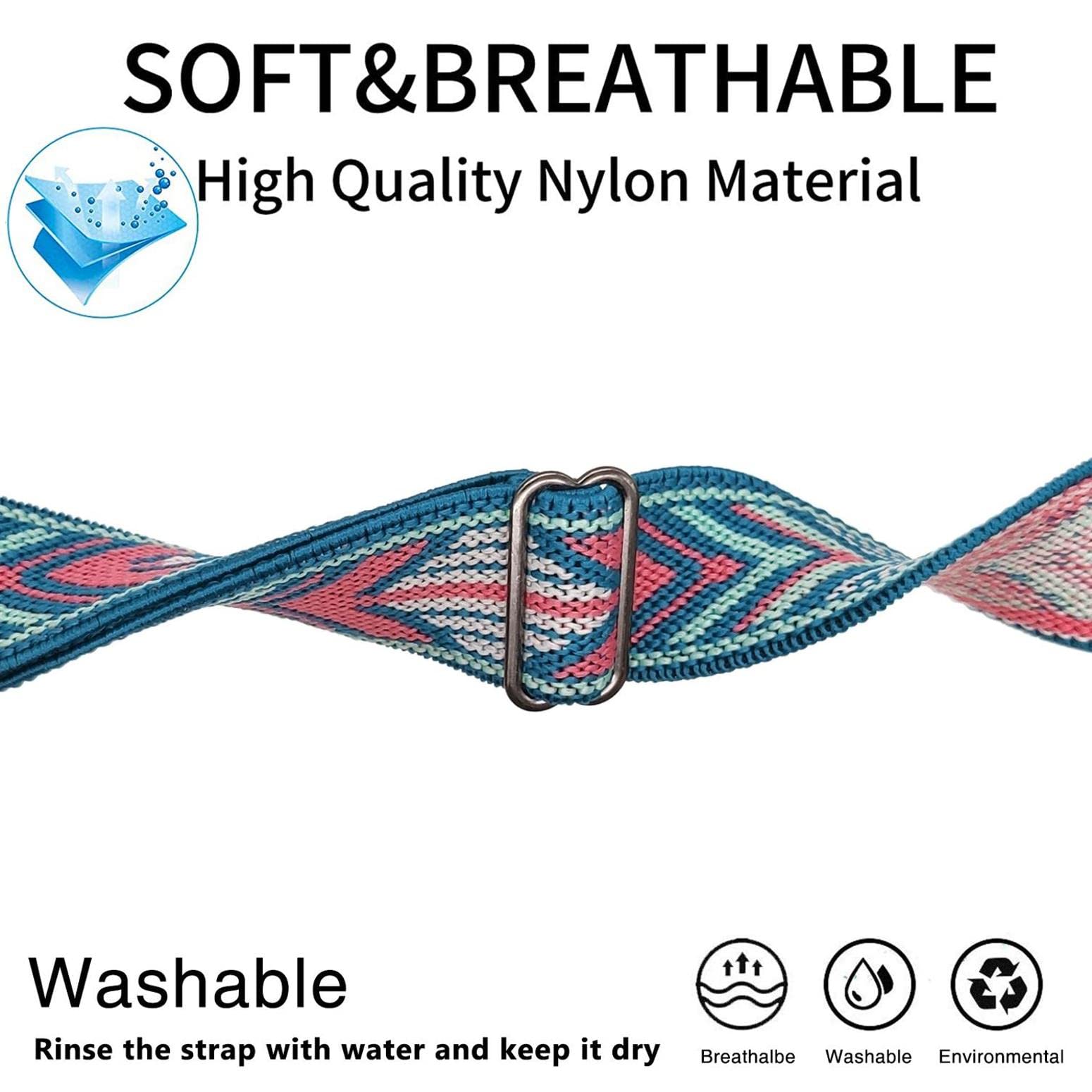 Abanen 2 Pack Elastic Bands For Fitbit Charge 6 / Charge 5, Soft Nylon Stretchy Embroidery Loop Breathable Wristband Strap With