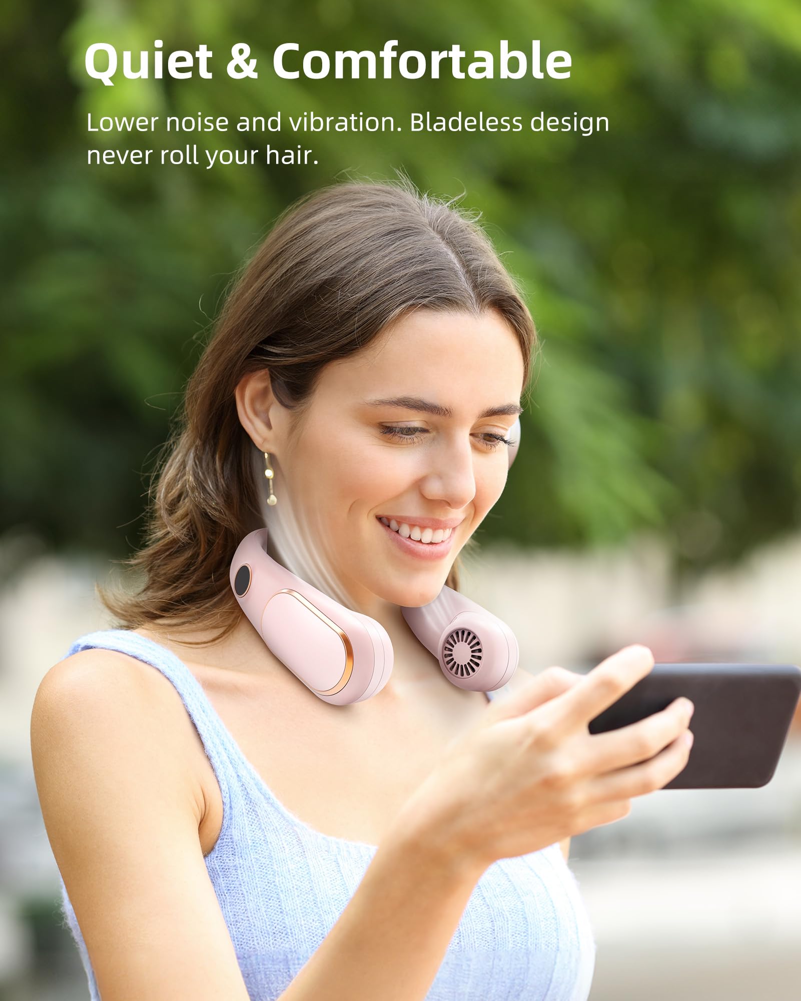 Koonie Neck Fan Rechargeable 5 Speeds, Portable Personal Fan, Hands Free Bladeless Fan, Battery Operated Wearable Fan Adjustable