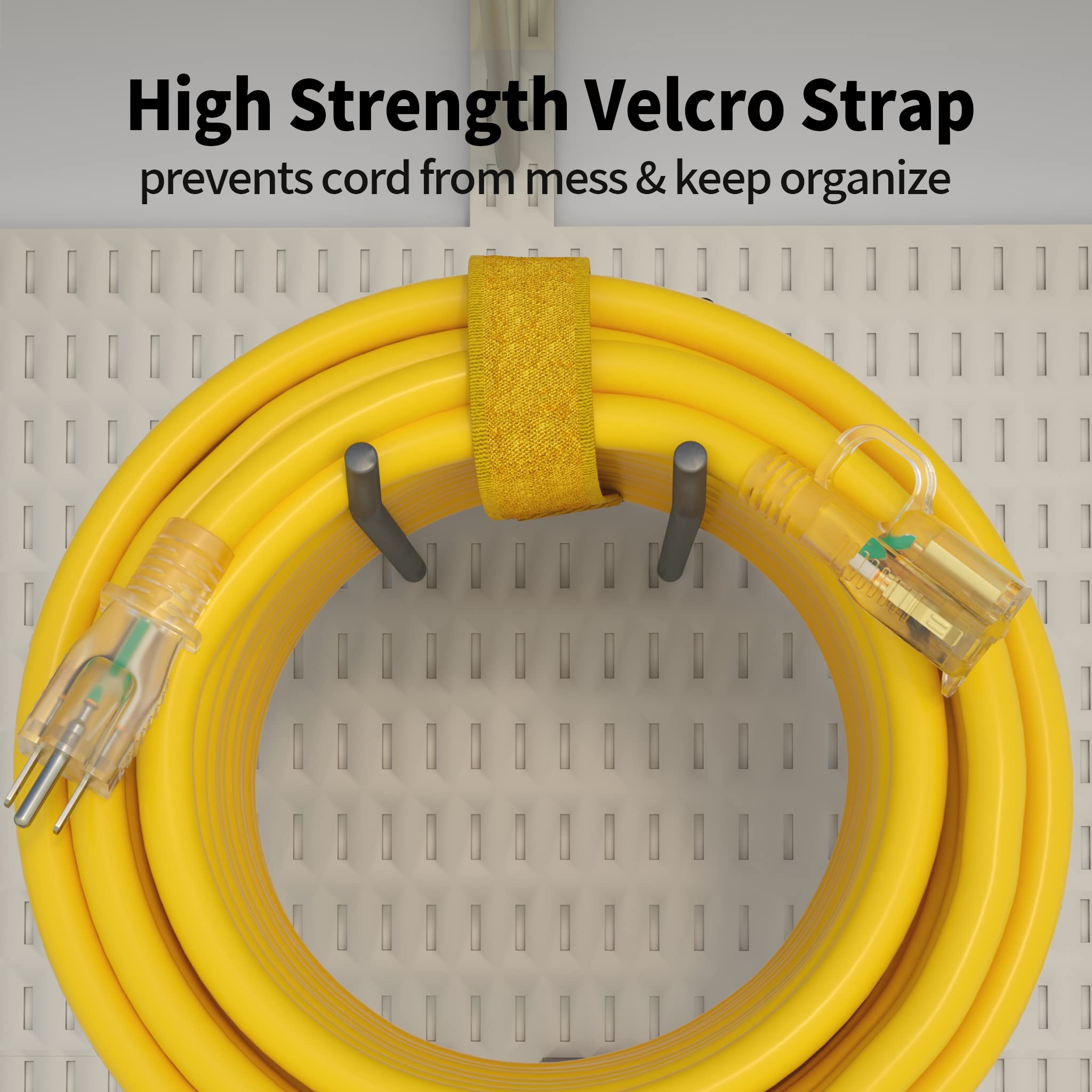 Powgrn 2 Pack 6 Ft 12/3 Outdoor Extension Cord Waterproof Heavy Duty With Lighted Indicator End 12 Gauge 3 Prong, Flexible Cold