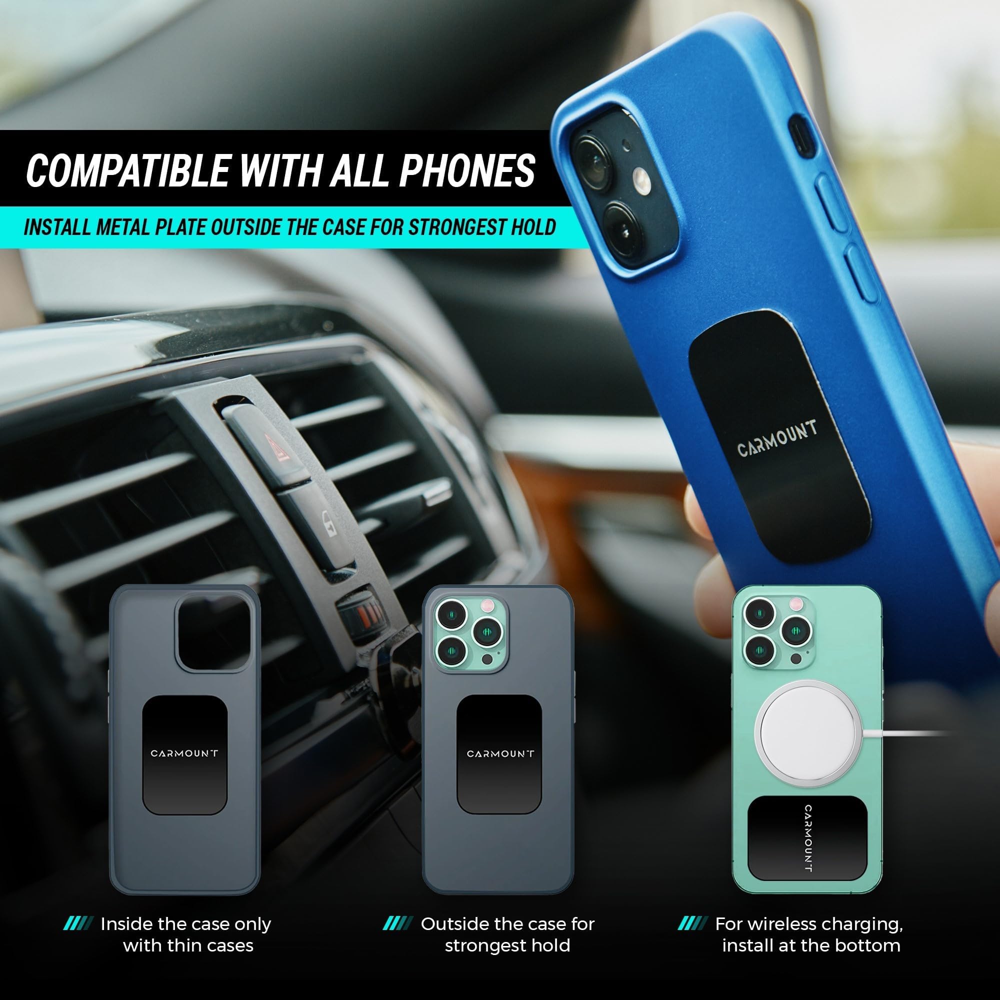 Carmount 2 Pack F1 Magnetic Phone Holder For Car Dashboard   Phone Mount/Holder [2023 Upgraded]   Strong 8X N52 Magnets, Adjusta