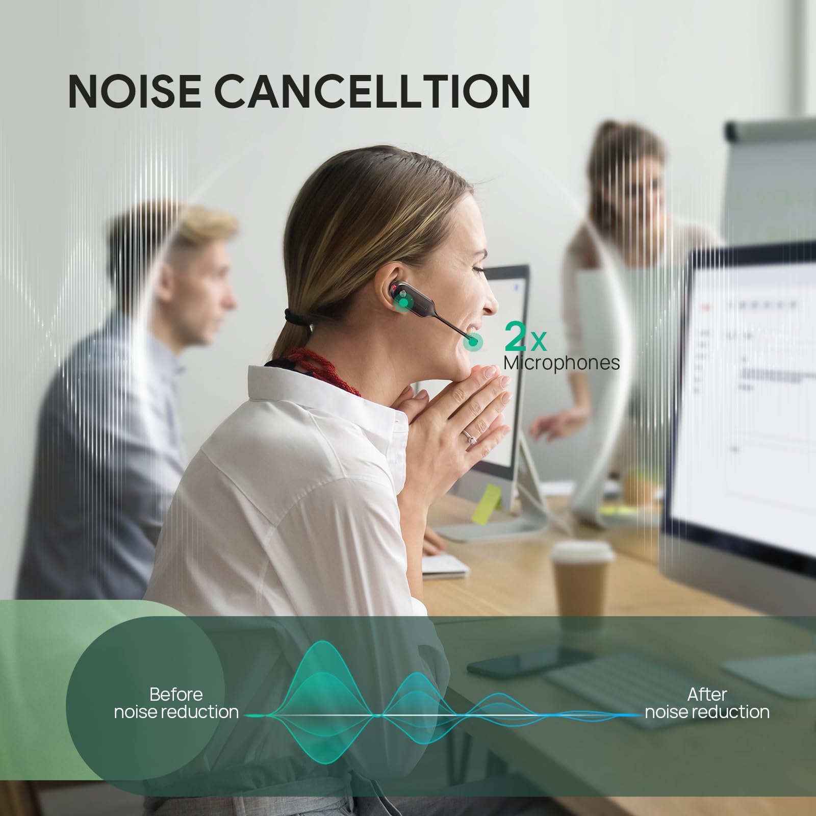 Yealink Wireless Dect Headset Wh67,Office Single Ear (Mono) Bluetooth Headset To Desk Phone,Cell Phone And Pc,Compatible With Zo