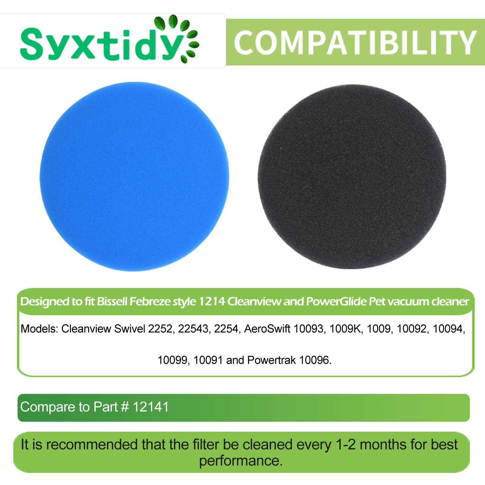 4 Pack Replacement Filter For Bissell Febreze Style 1214 Cleanview & Powerglide Pet,Cleanview Swivel Rewind Filters,Part No.1214