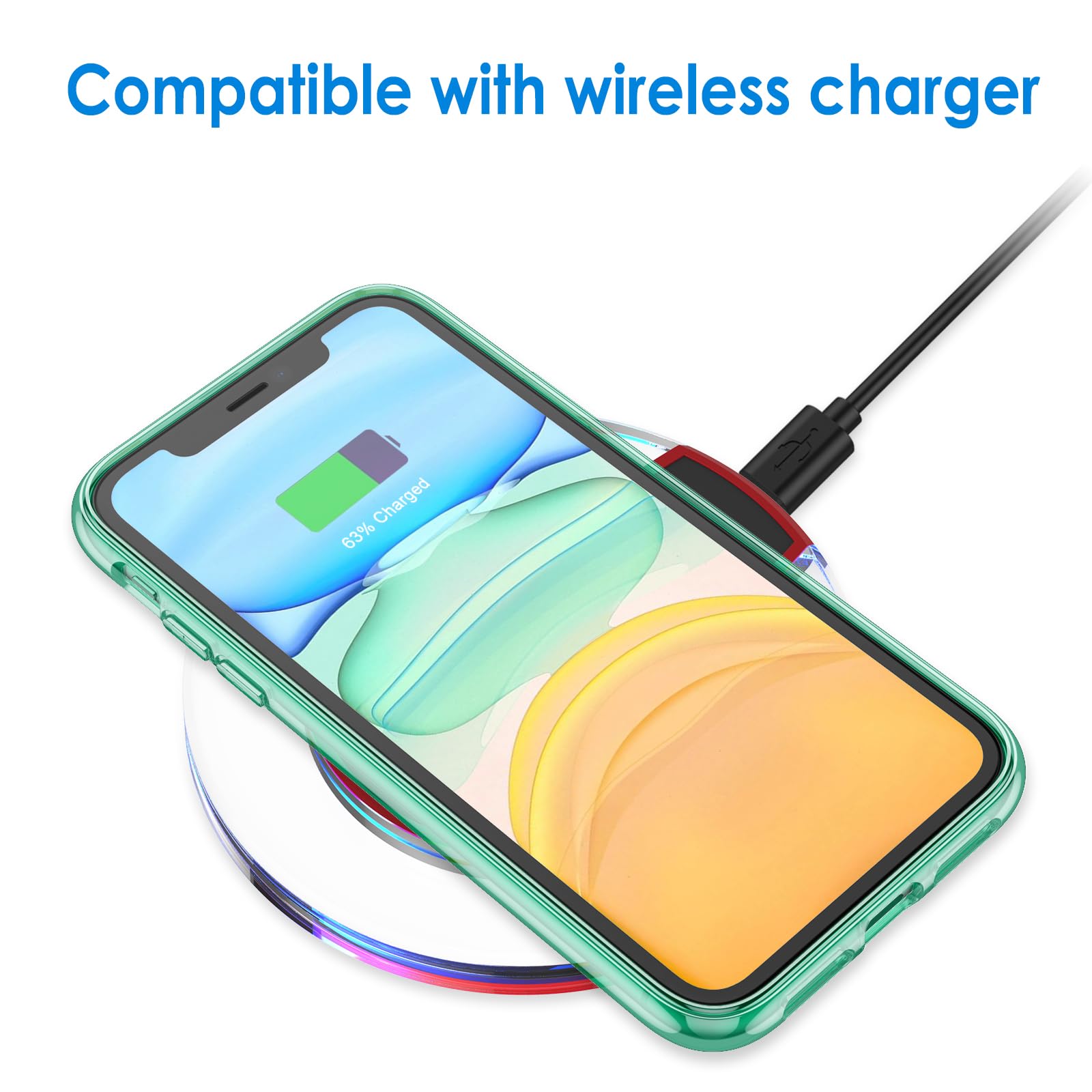 Jetech Case For Iphone 11 6.1 Inch, Non Yellowing Shockproof Phone Bumper Cover, Anti Scratch Clear Back (Green)