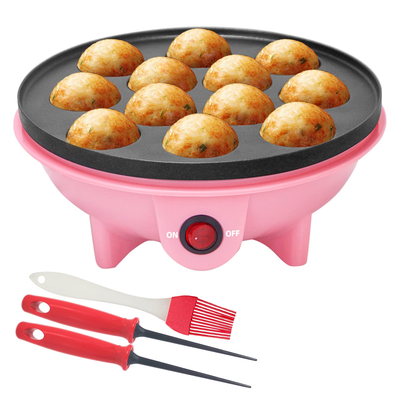 Hehogogo Electric Takoyaki Maker With Free Takoyaki Tools For Takoyaki Octopus Ball Cake Pop Ebelskiver 8 Inches Nonstick