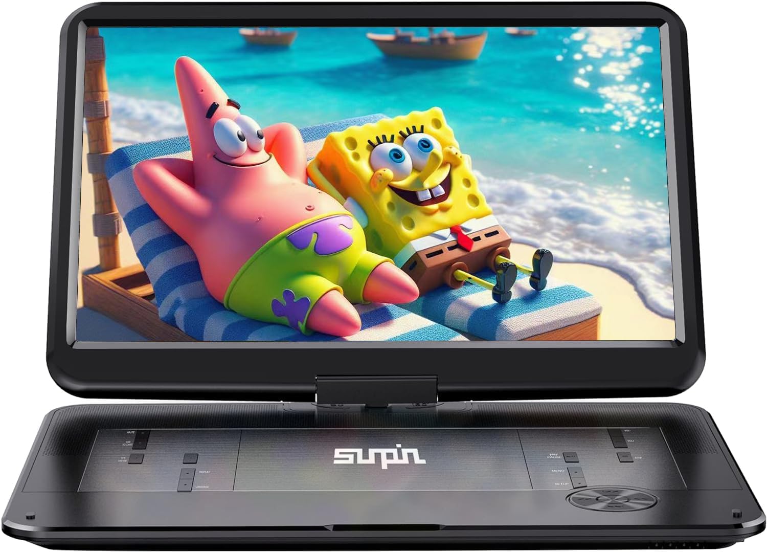 SUNPIN 17.9 Portable DVD Player with 15.6 Large HD Swivel Screen, 6 Hours Rechargeable Battery CD Player Support AV in&Out/USB/S