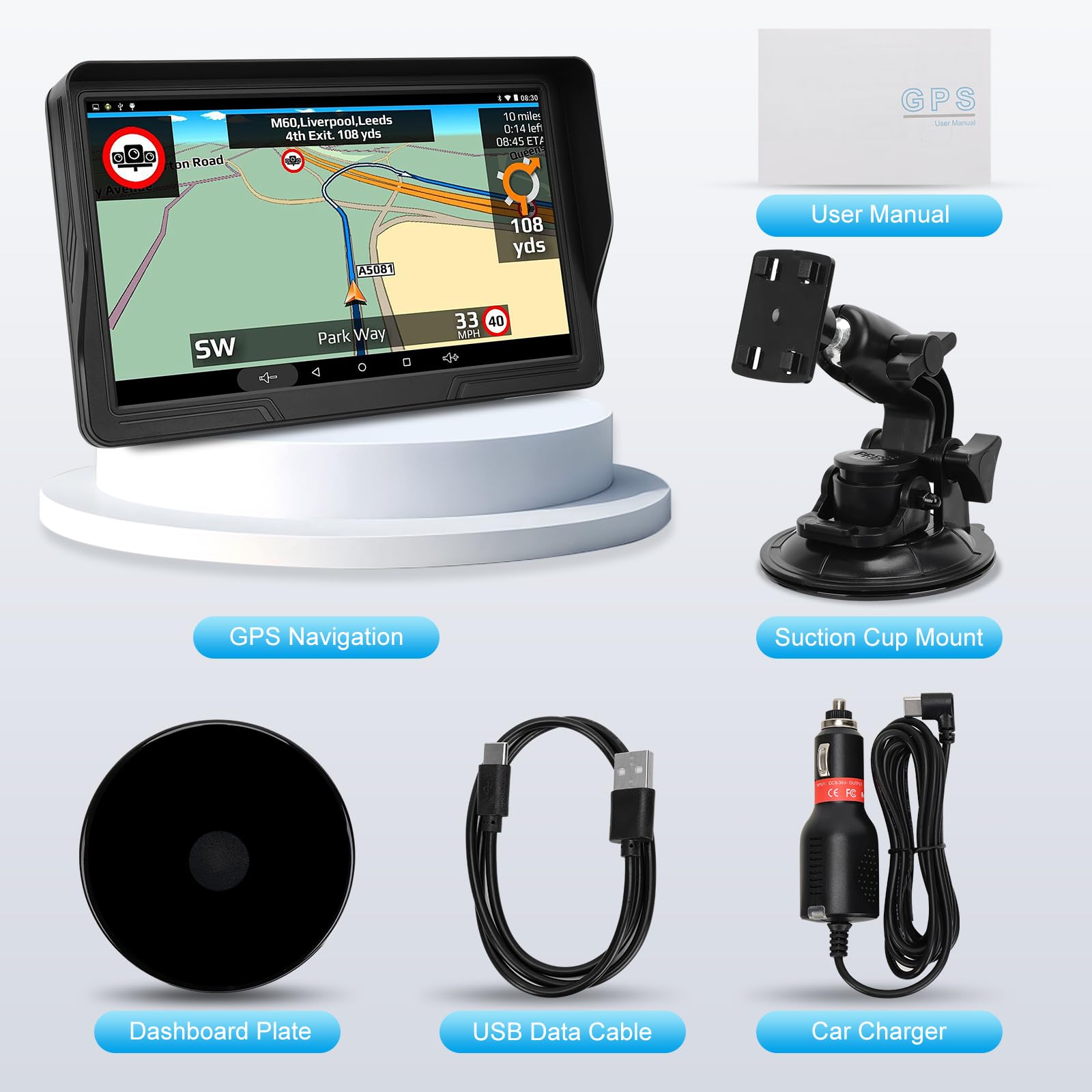 Gps Navigator For Car Truck Rv, 9 Inch Touch Screen Latest 2025 Map, Real Voice Spoken Turn By Turn Direction Reminding Navigati