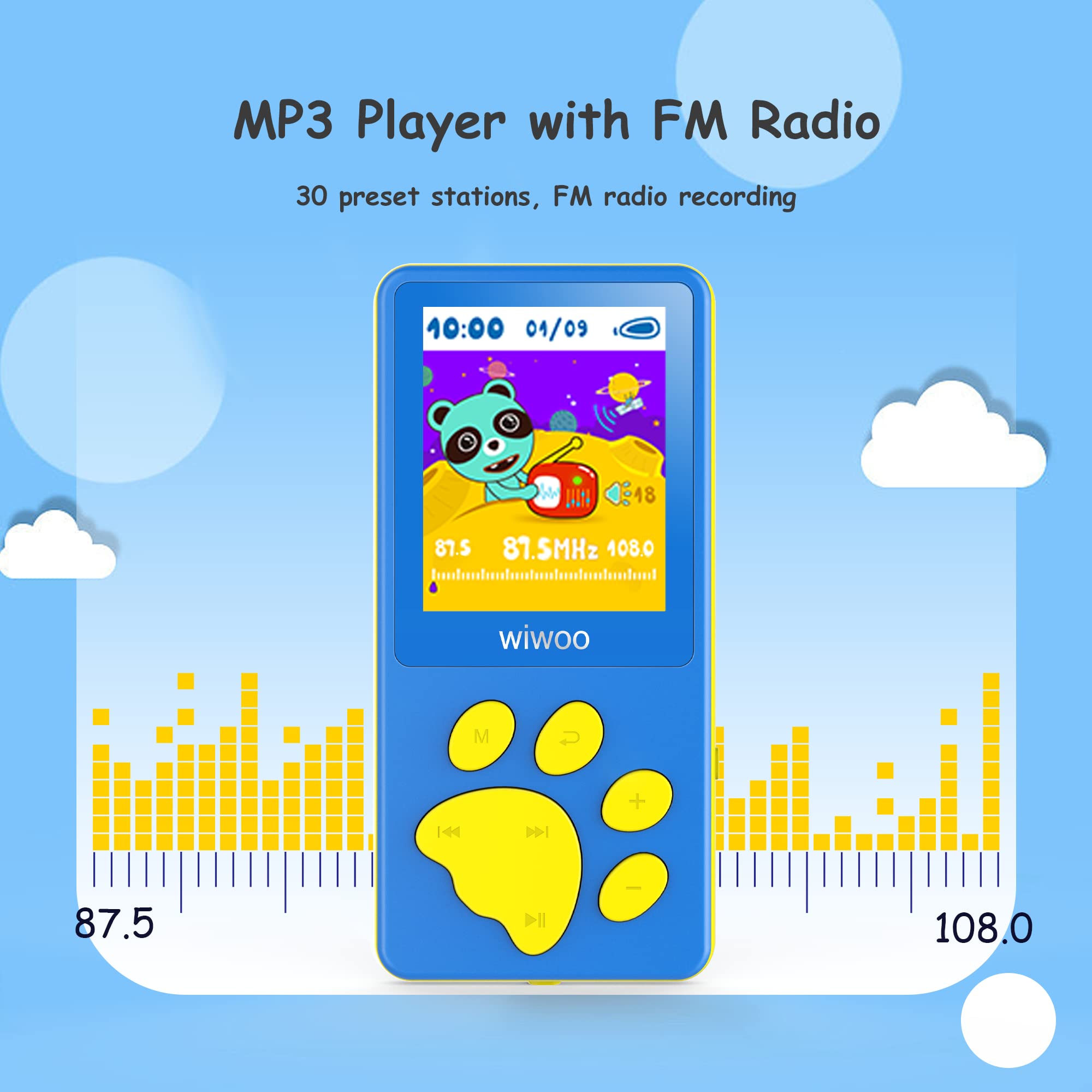 Wiwoo Mp3 Player For Kids,Kids Mp3 Player Music Player With Video Games Voice Recorder And Headphone, Portable Toddler Music Pla