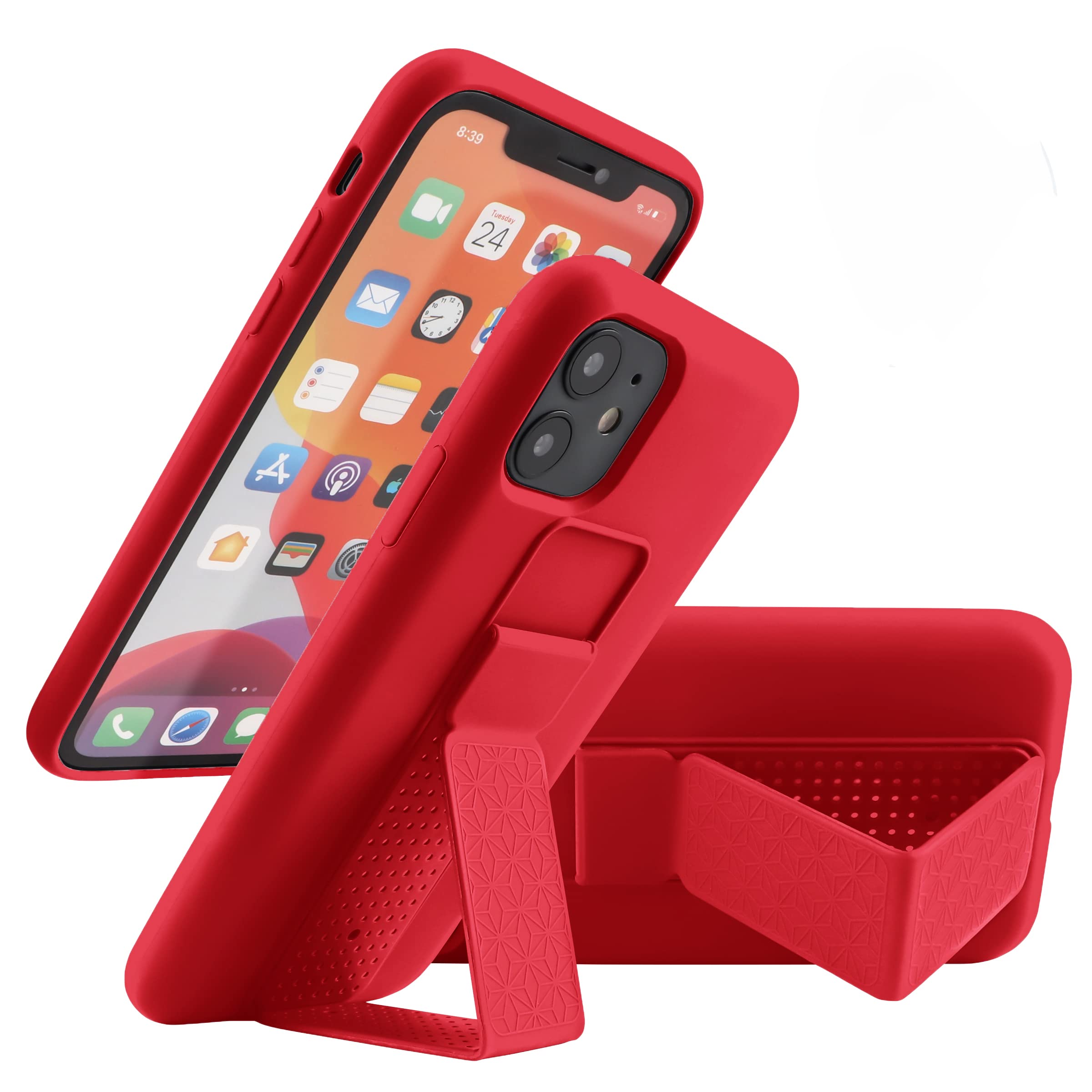 Laudtec Silicone Kickstand Case Compatible With Iphone 11 Case(6.1 In) Vertical And Horizontal Stand Hand Strap Metal Kickstand,