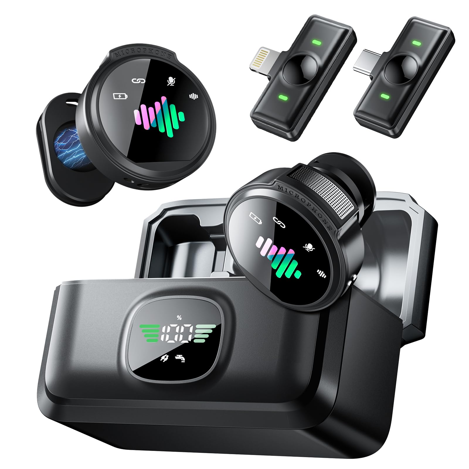 LID LIRDDY Mini Microphone for iPhone: Wireless Lavalier Microphone for Android - Noise Canceling Magnetic Clip Lapel Mic - Vlog