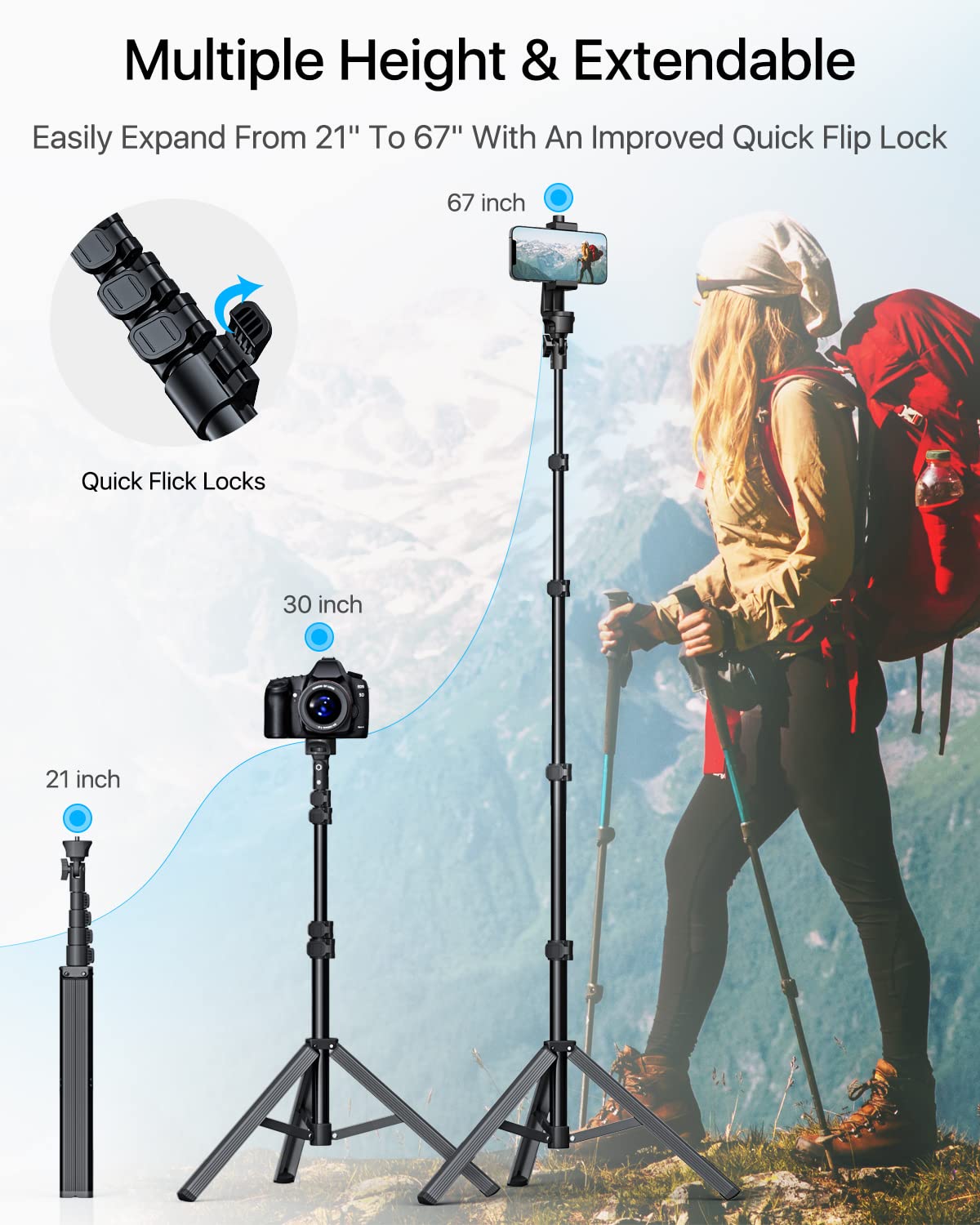 Nexboom Iphone Tripod Stand  67' [360� Rotation Mount & Heavy Duty] Cell Phone Tripod Stand With Remote, Iphone Tripod Compatible With Iphone 15 14 13 12 Pro Max Xs Plus,Samsung S22 /Camera/Gopro