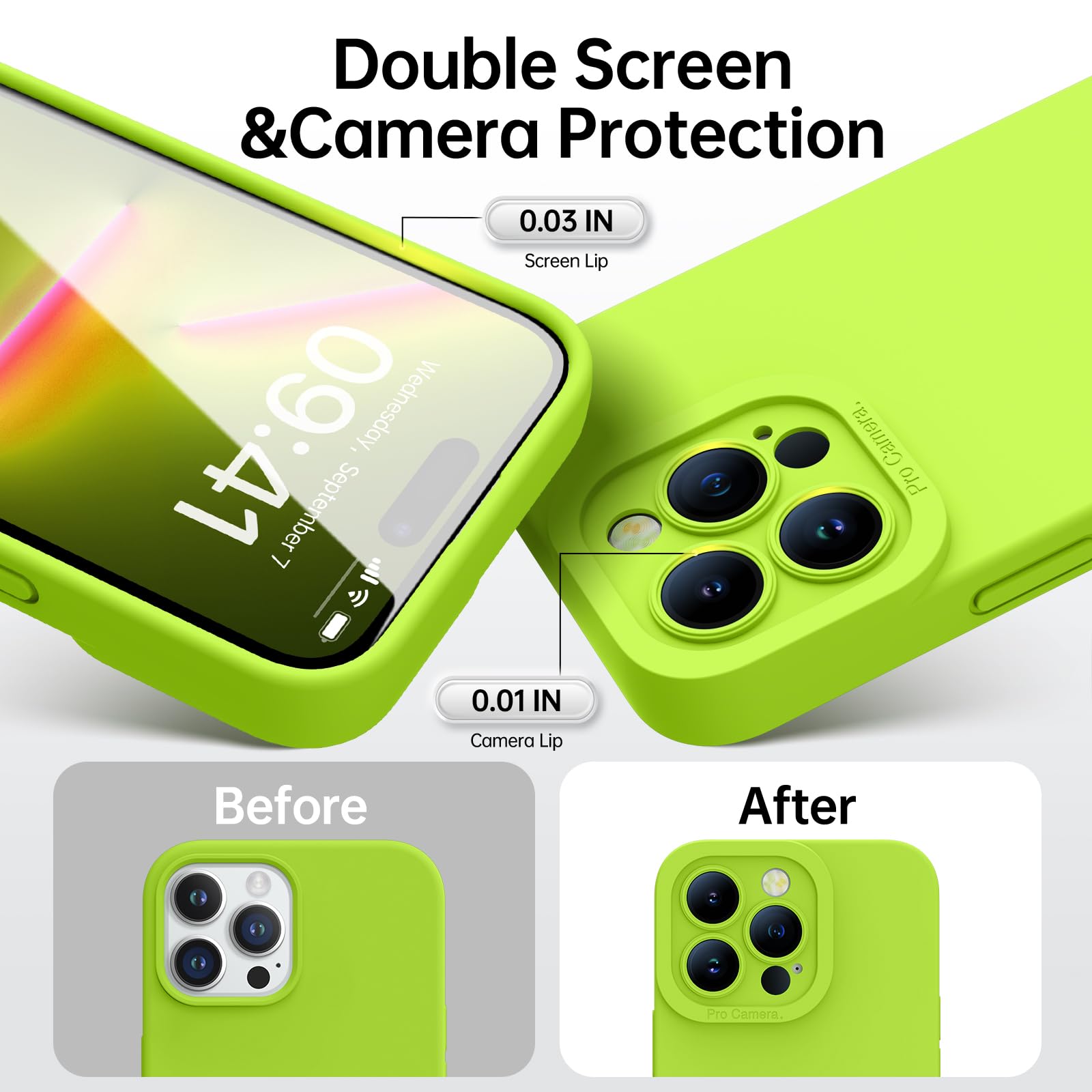 Kiresen Designed For Iphone 13 Pro Case   Upgraded Enhanced Camera Protection   Soft Microfiber Lining Inside   Silicone Shockpr