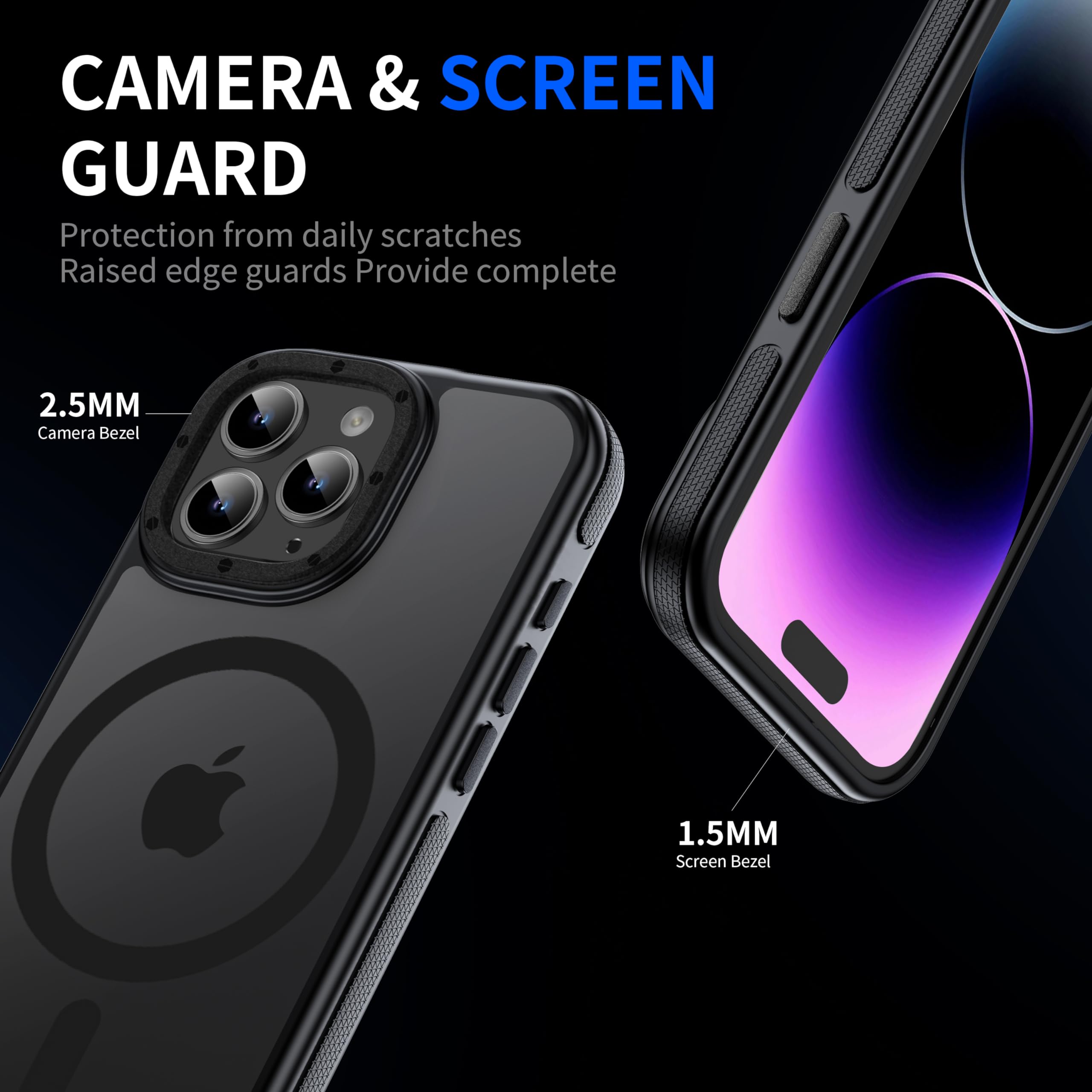 Yzoiko Strong Magnetic For Iphone 15 Pro Case [10Ft Military Grade Protection] Compatible With Fit Magsafe Shockproof Slim Thin