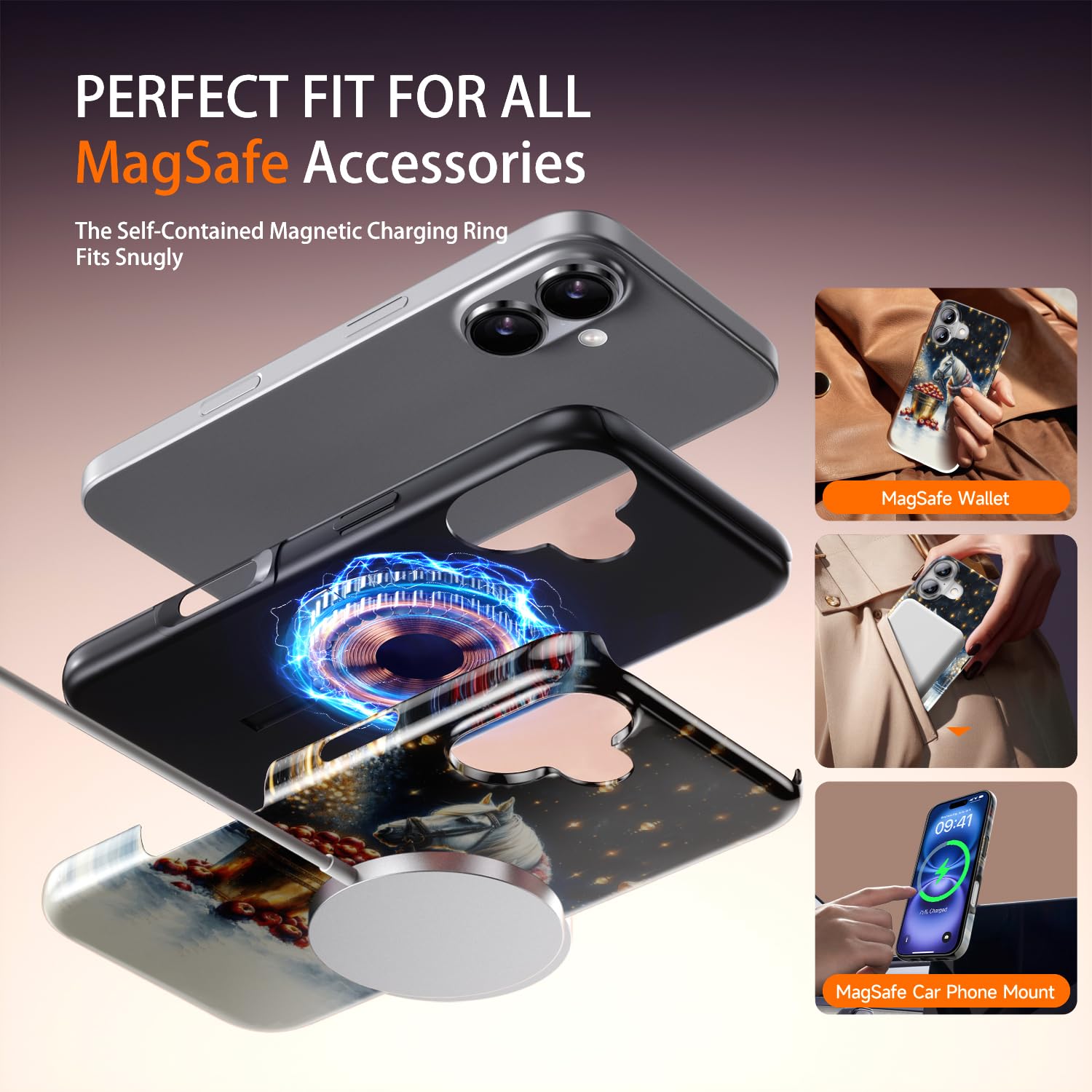 Dorismax Christmas Phone Case For Iphone 16 - Wireless Charging Compatible - Dual-Layer Hard Shell + Silicone Cover - Protective