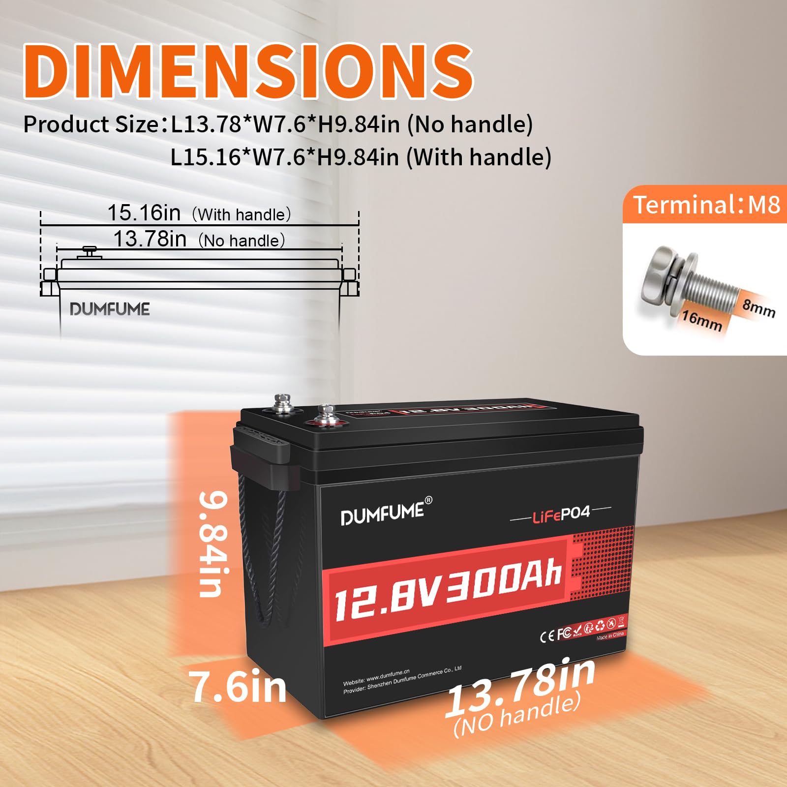 Dumfume 2 Packs 12V 300Ah Lithium Lifepo4 Battery,200A Bms 3840Wh Rechargeable Lithium Iron Phosphate Battery 15000+ Deep Cycles
