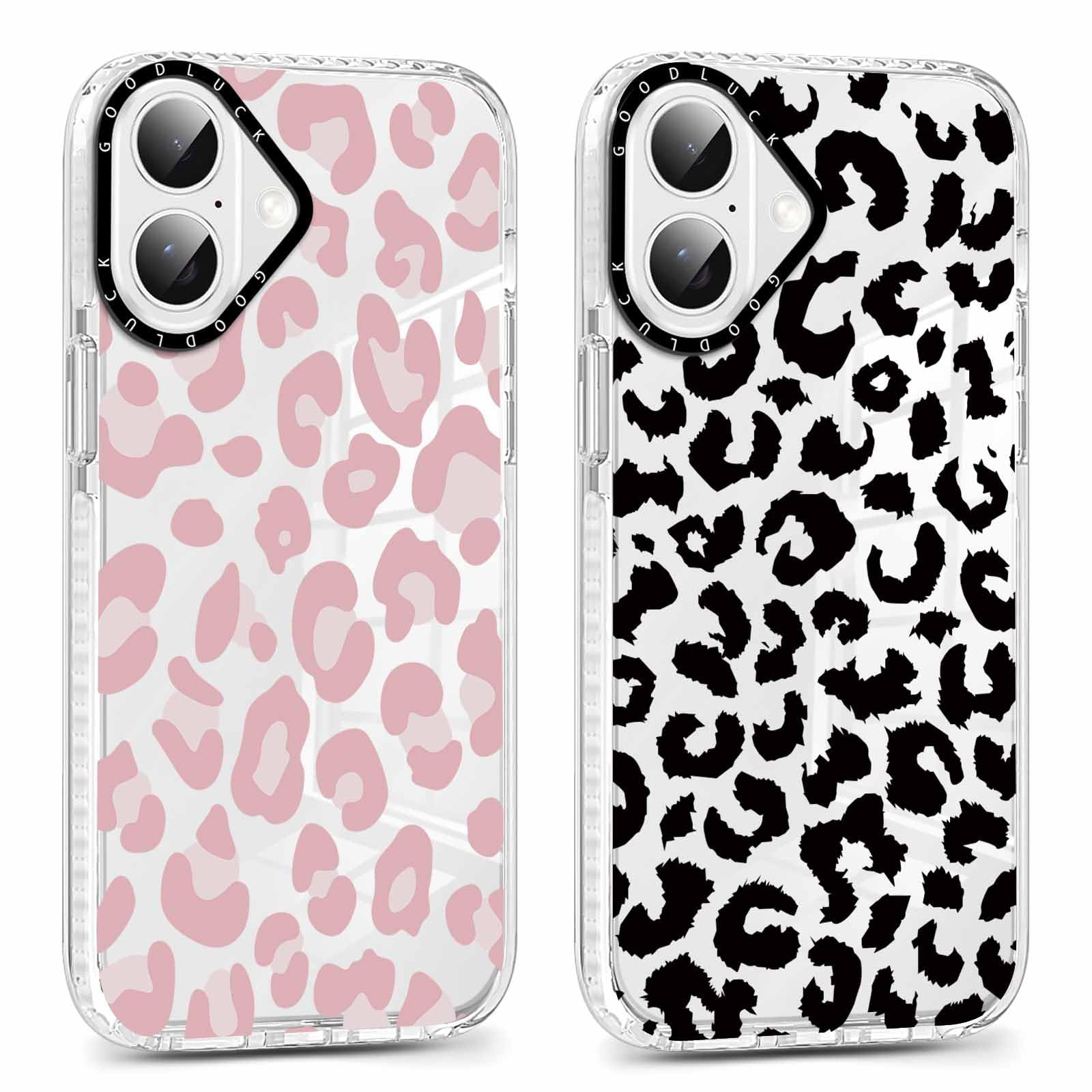 Rumdey 2 Pack Cute Clear Leopard Cases For Iphone 16 6.1'' Phone Case, Cheetah Print Design Cases Soft Silicone Slim Tpu Shockpr