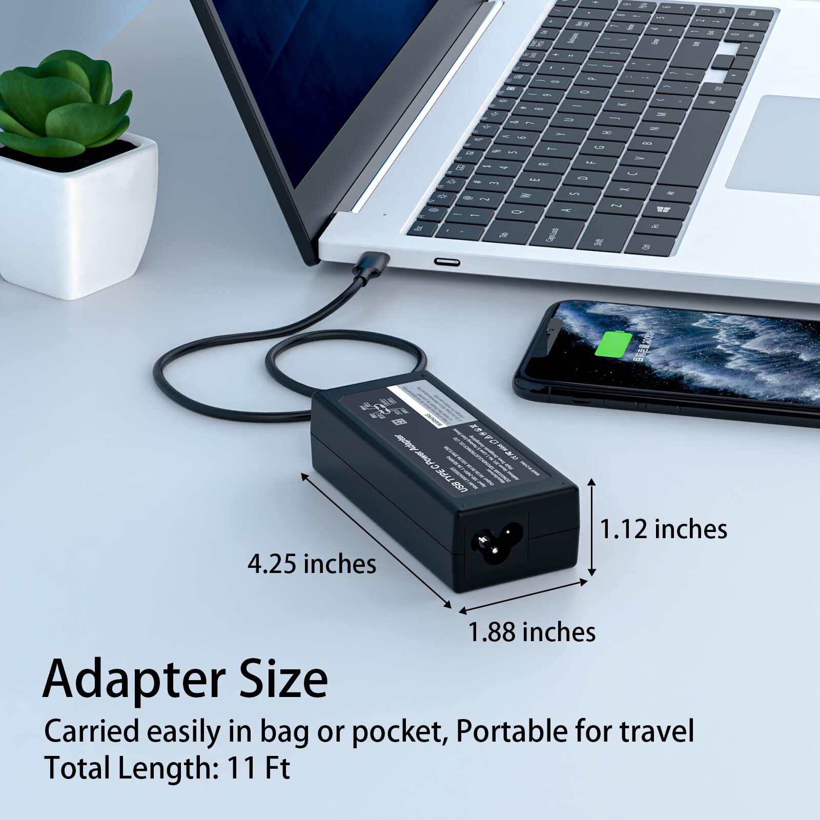 Replacement For Dell Laptop Charger; 65W Usb C Fast Power Adapter For Dell Chromebook 3100/ Latitude 7420 5420/ Xps