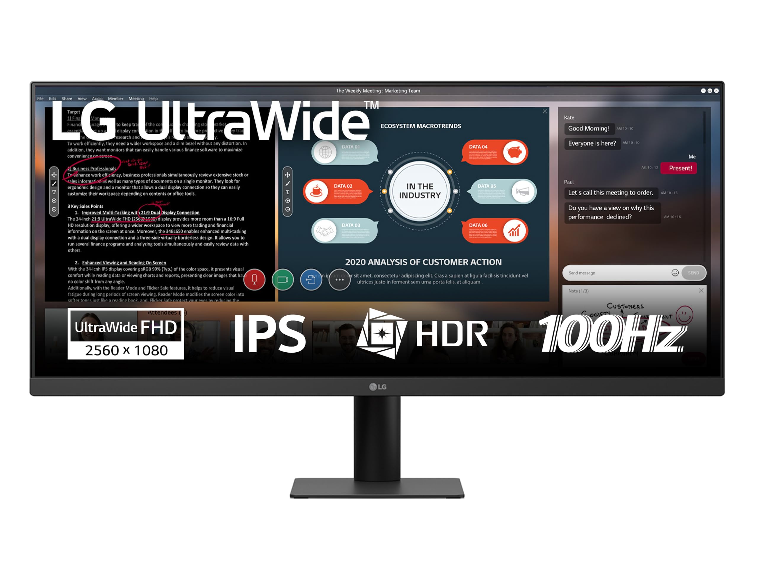 LG UltraWide 29U511A-B.AEU Ultra Large 29 Inch PC Monitor - IPS Panel UWFHD Resolution (2560 x 1080), 5ms GTG 100Hz, sRGB 99% (C